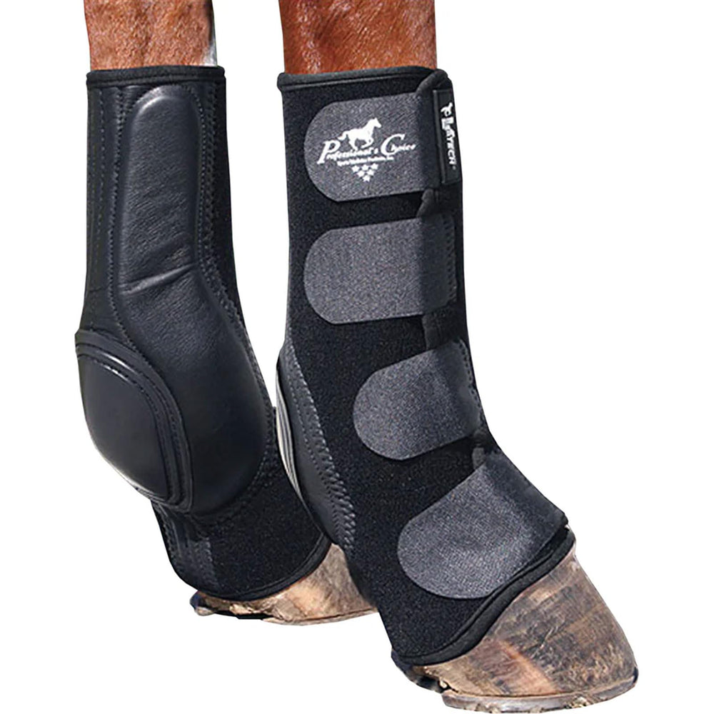 Professional's Choice Ventech, bota deslizante trasera, detalle cierre, ajuste personalizado con velcro.