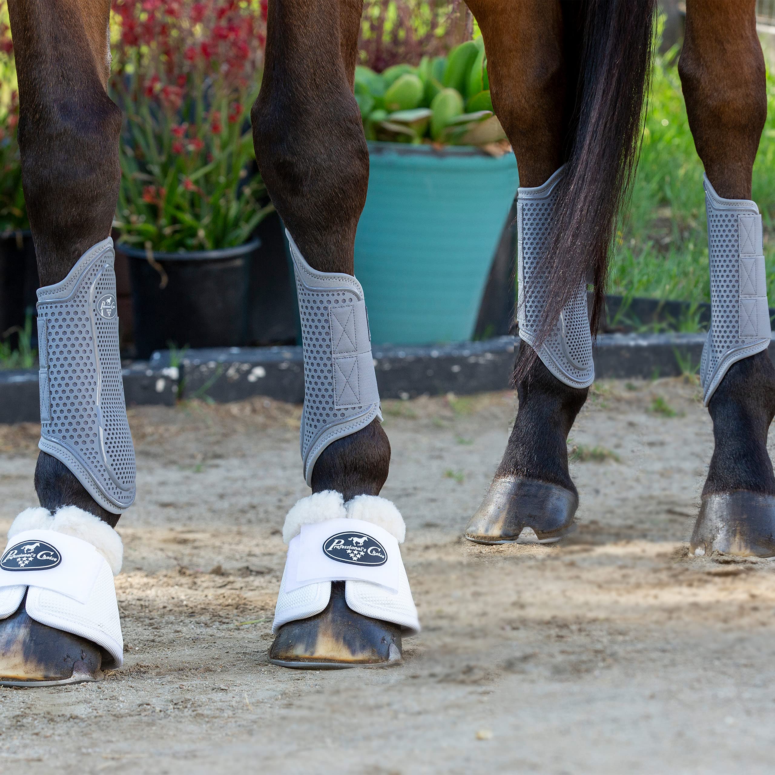 Professional's Choice Pro Performance Hybrid Splint Boot, uso-frente-o-piernas-traseras, versatilidad para frente o traseras.
