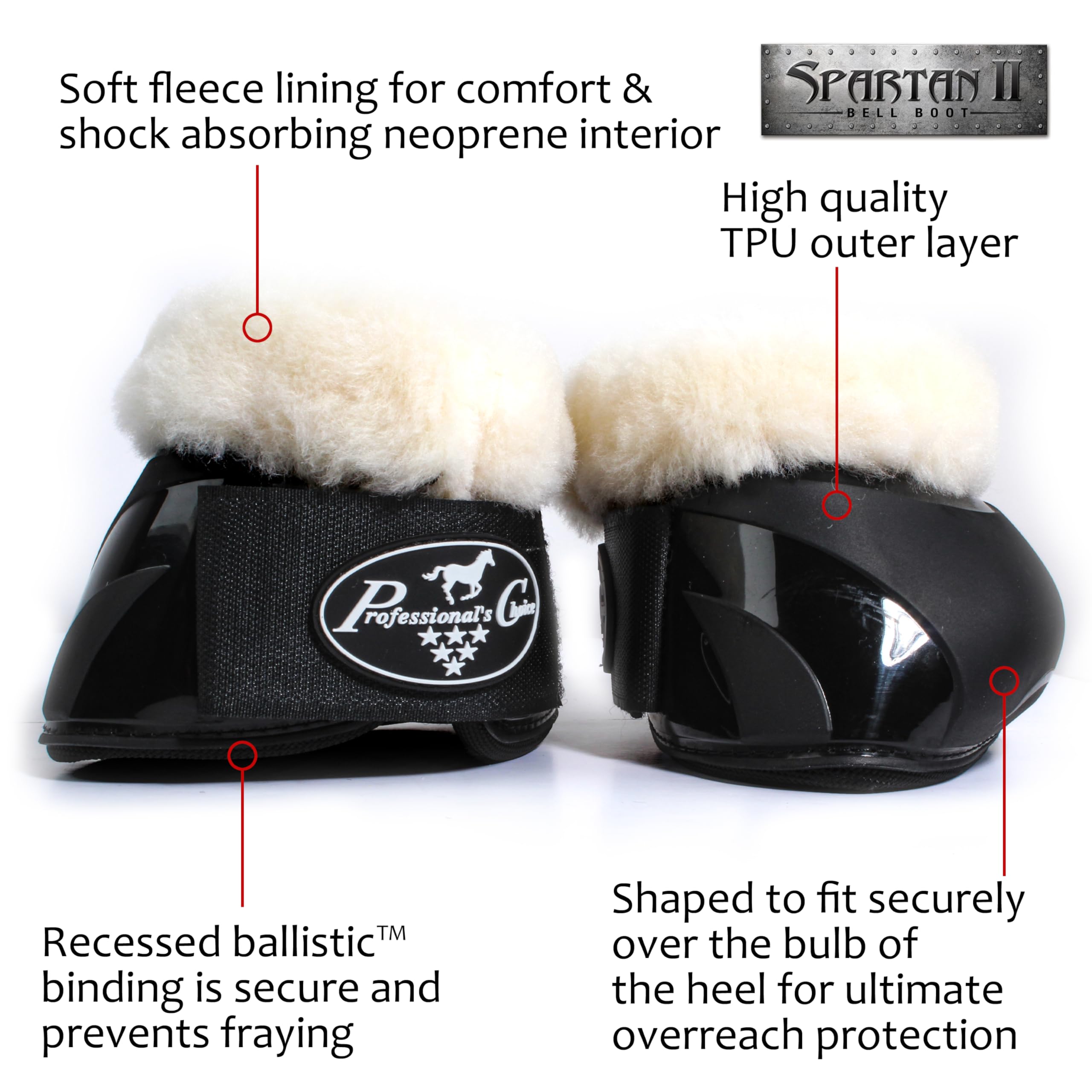Professional's Choice Spartan II Bell Boots: borde balístico incrustado que aumenta durabilidad.