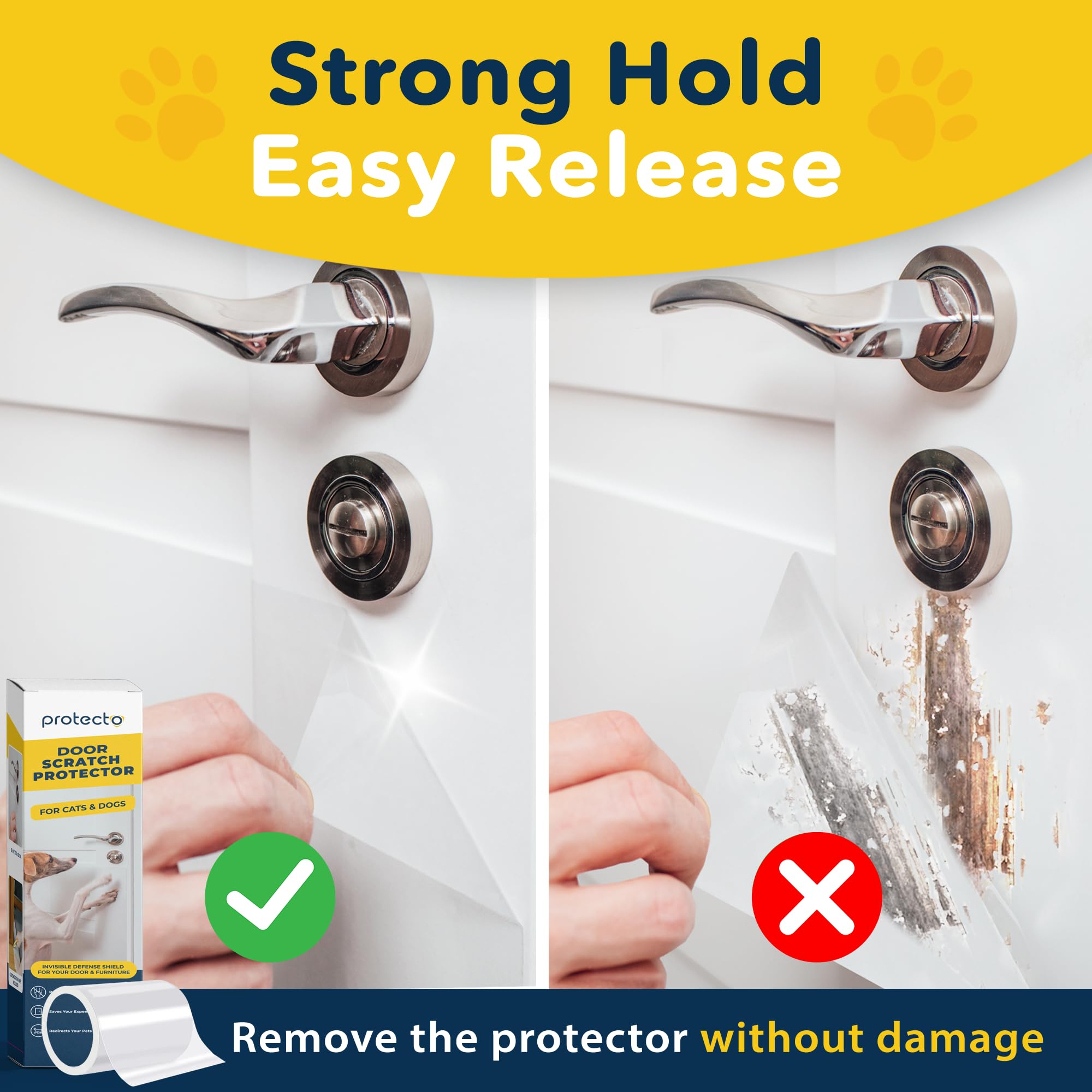 PROTECTO superficie transparente que mantiene la belleza de puertas y muebles.