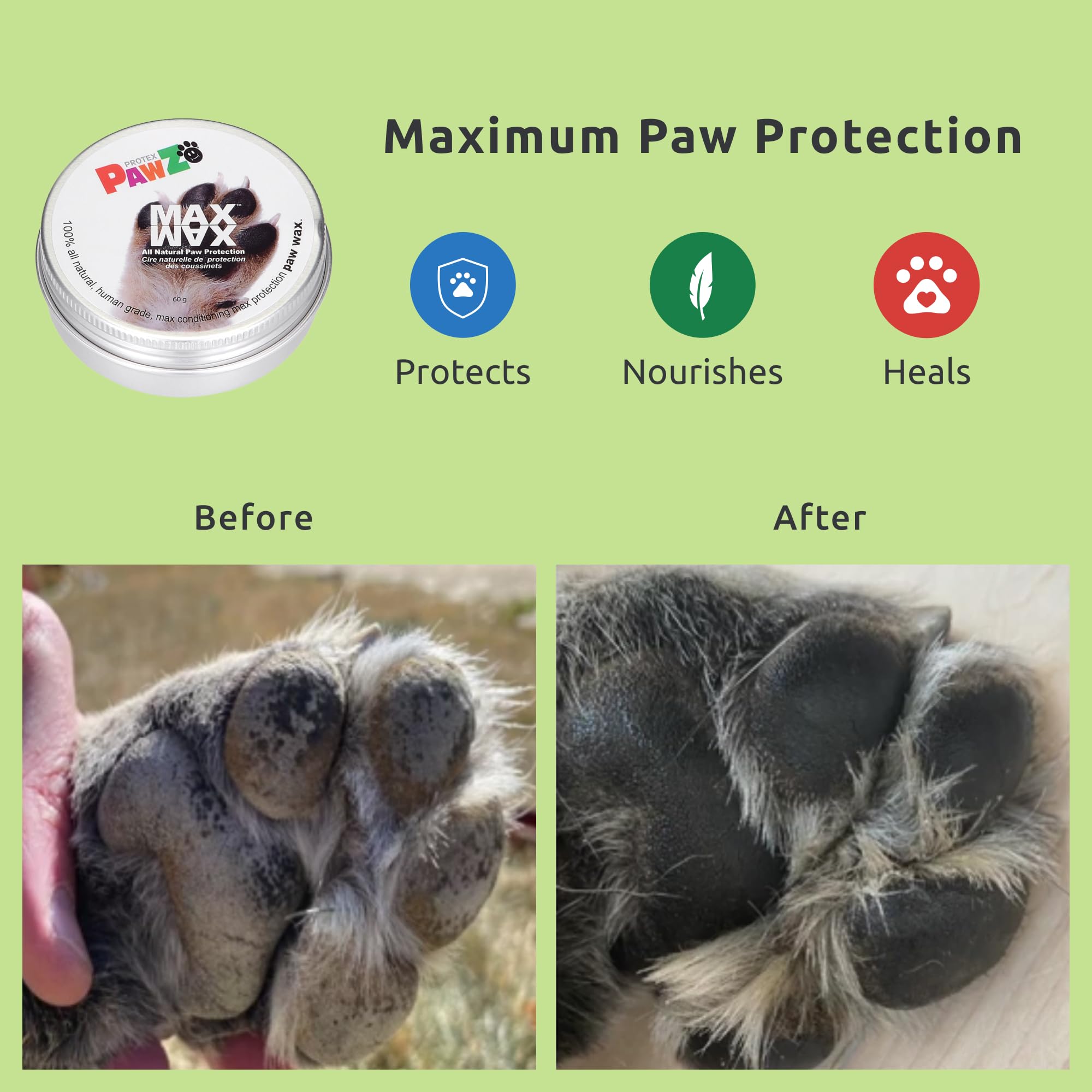 Aplicación diaria de Protex PawZ MaxWax, suaviza almohadillas durante paseos