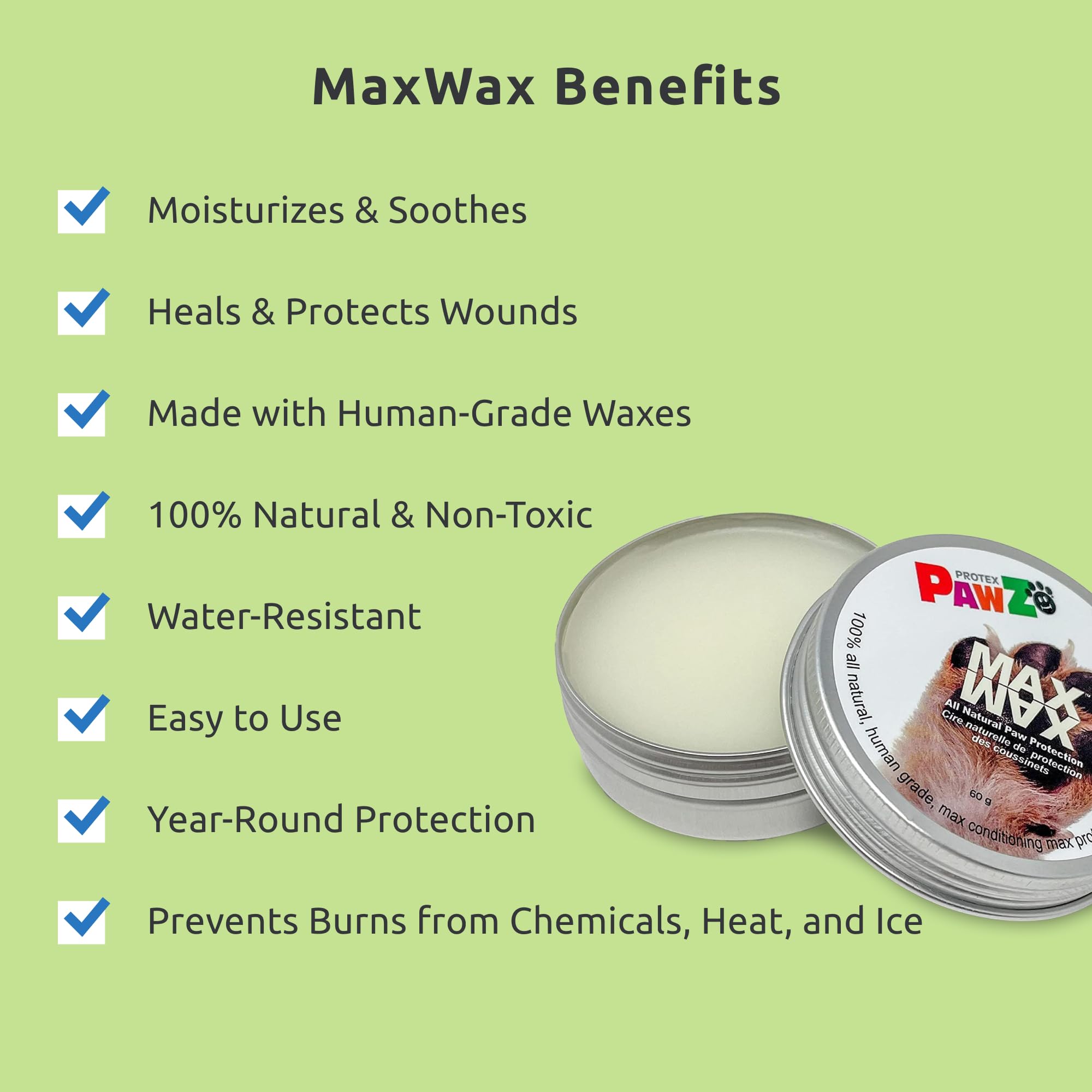 Cuidado de patas Protex PawZ MaxWax, cera natural para confort diario