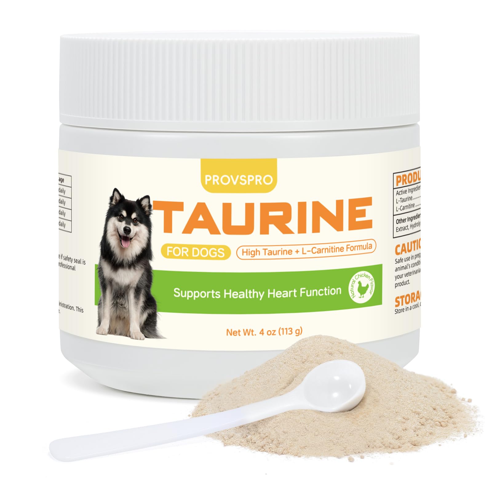 Provspro Taurina para perros en envase: soporte para la salud cardíaca diaria.