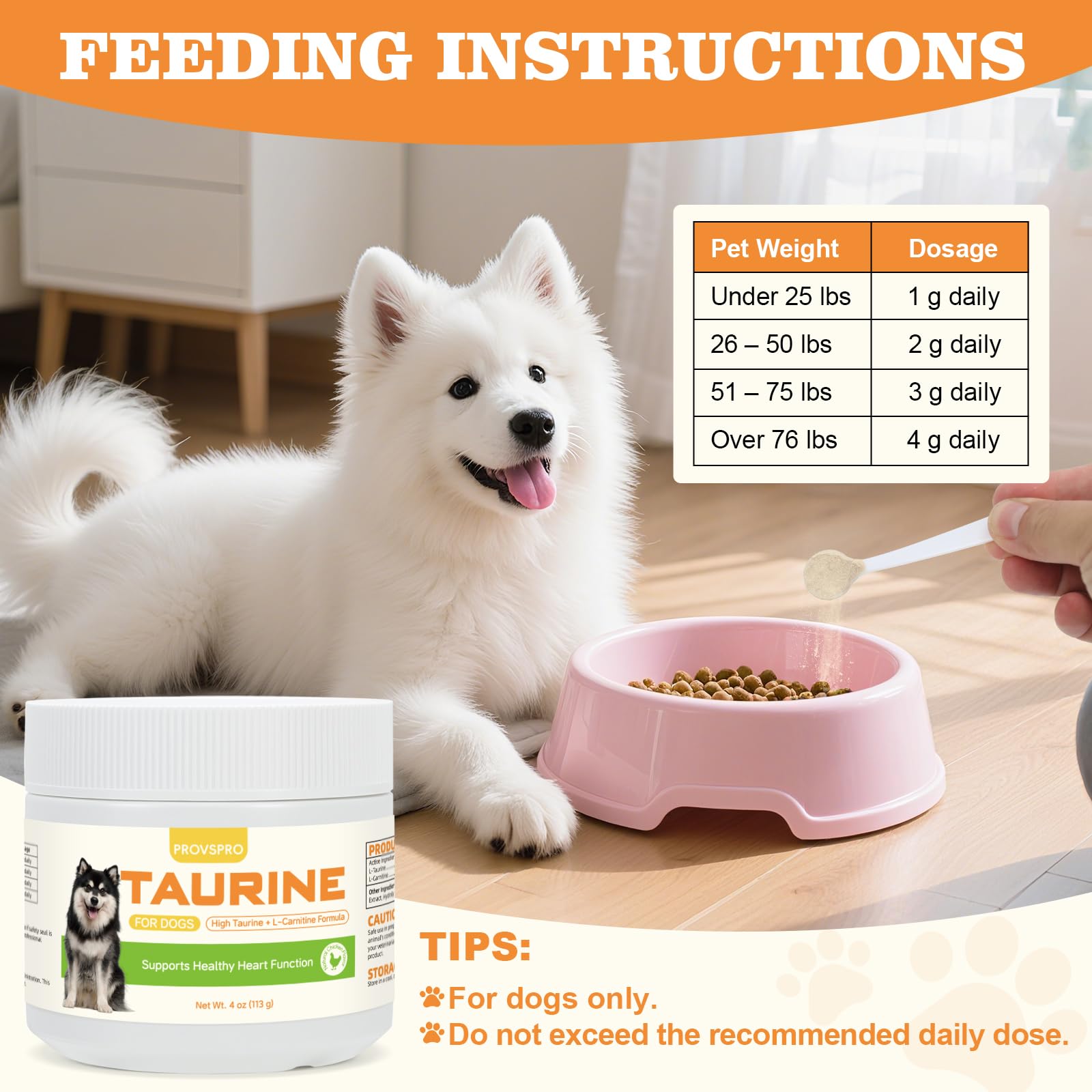 Provspro Taurina para perros sabor pollo que mejora la aceptación en la comida.