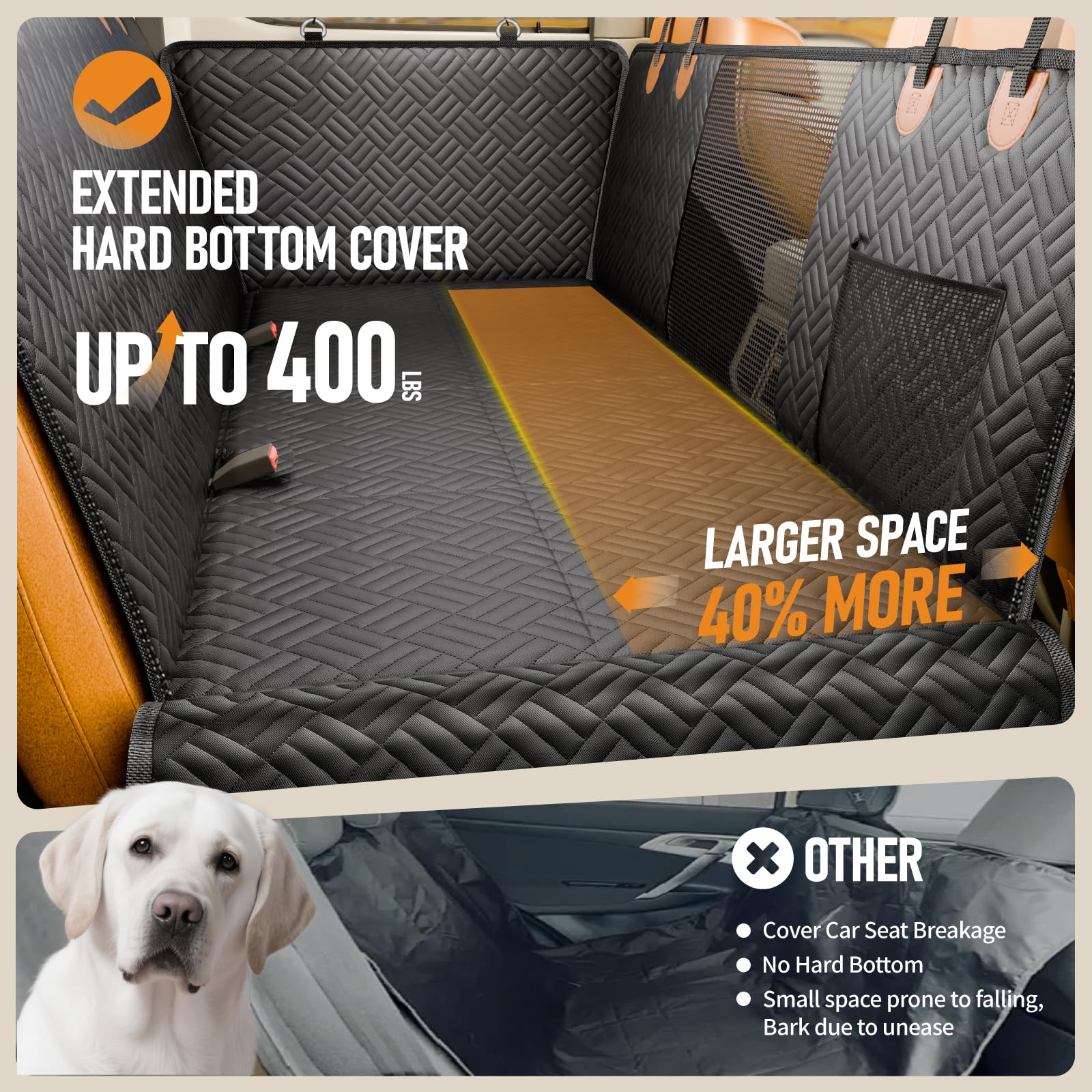 PROZAR extensor de asiento trasero amplía el espacio para perros grandes durante el viaje