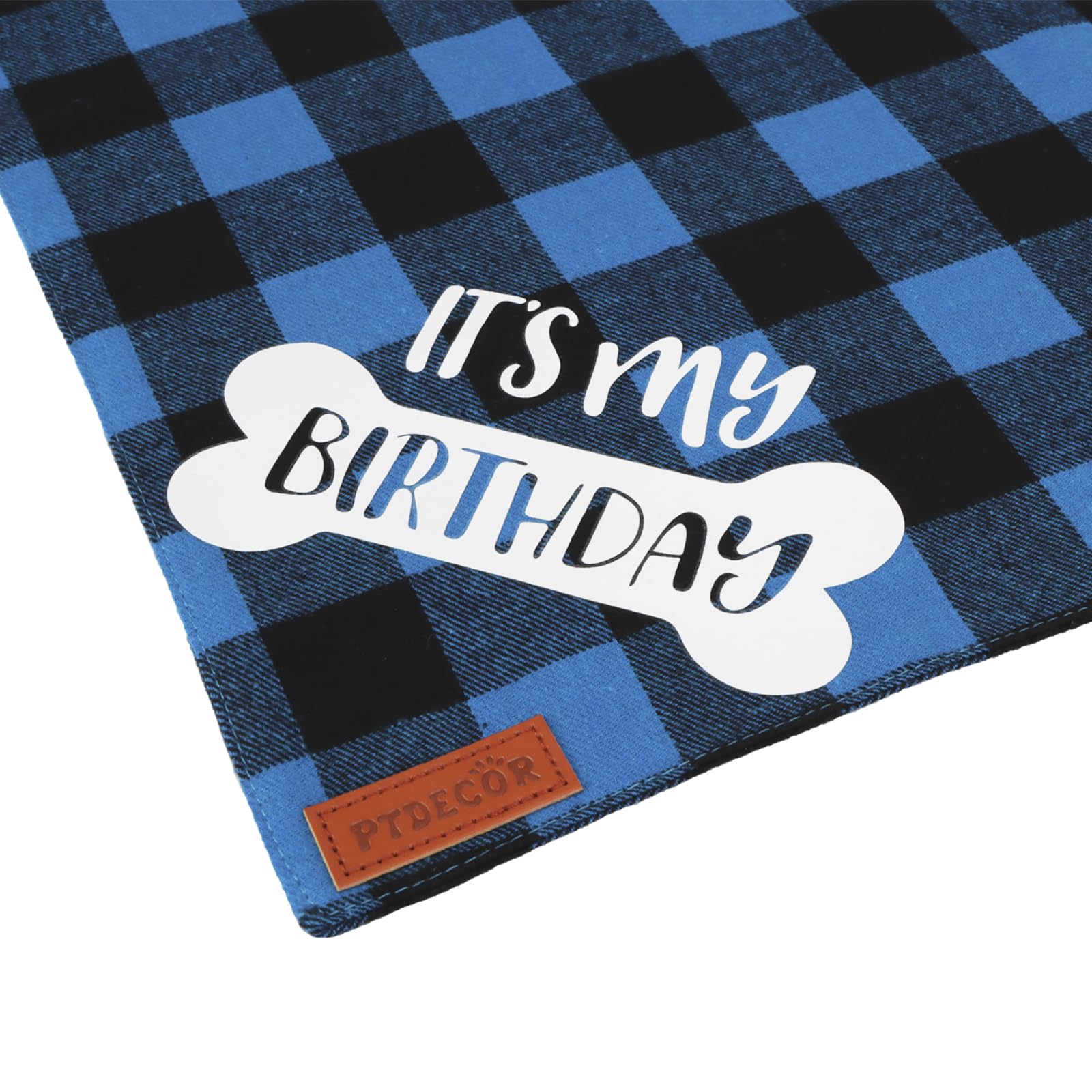 Bandana PTDECOR azul plaid para nudo de ajuste.