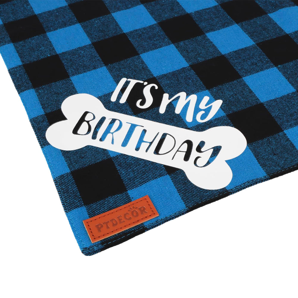 Bandana PTDECOR azul plaid para nudo de ajuste.