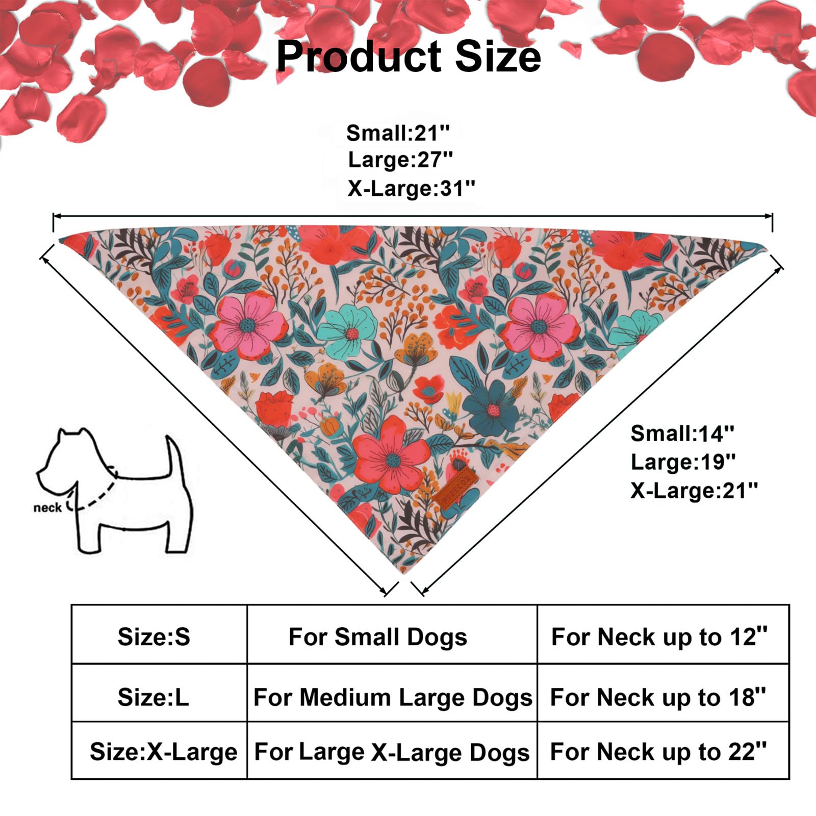 PTDECOR Bandana para perro, tallas medianas a grandes.