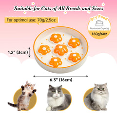 PTOBER bol cerámico para gatos con flor rosa, mejora la experiencia de comer despacio