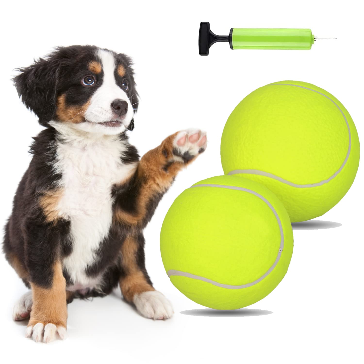 PULEEBO bola tenis gigante de 9-5 pulgadas para perros, ideal ejercicio al aire libre.