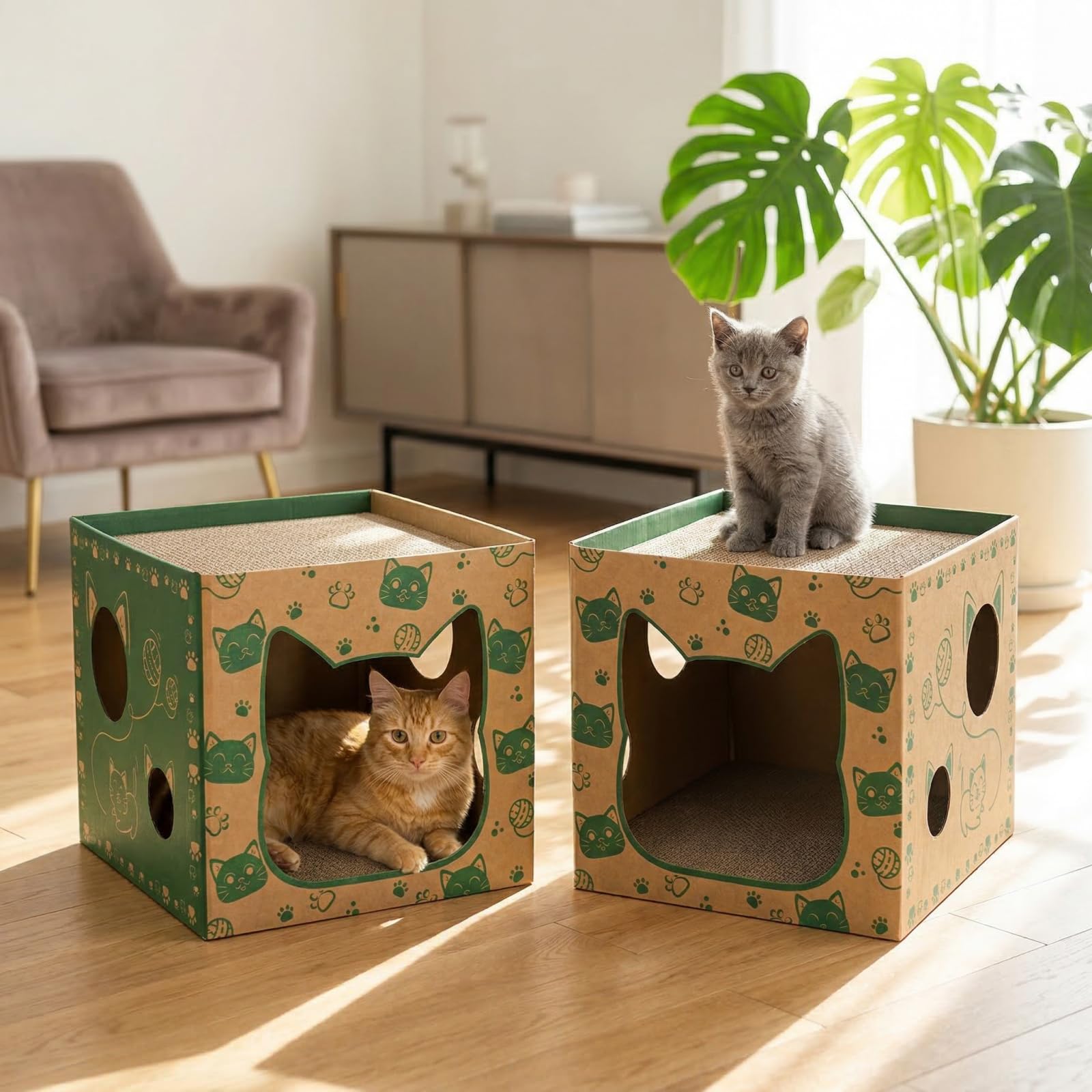 Pumtus: caja de gato interior resistente y duradera para felinos.