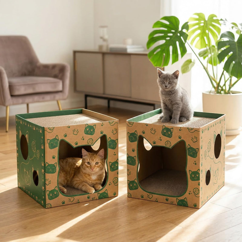 Pumtus: caja de gato interior resistente y duradera para felinos.