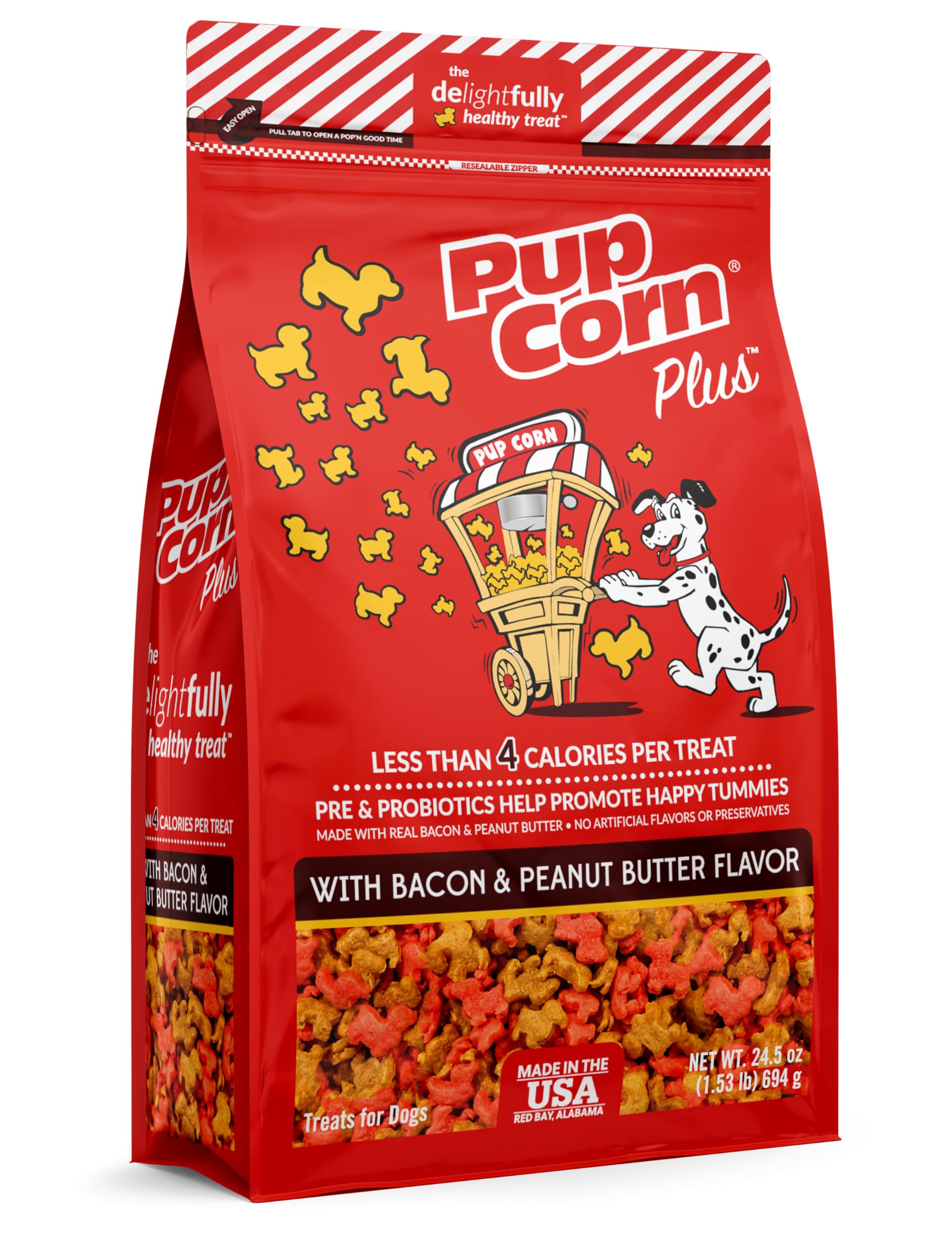 Pup Corn Plus con prebióticos y probióticos para digestión saludable.