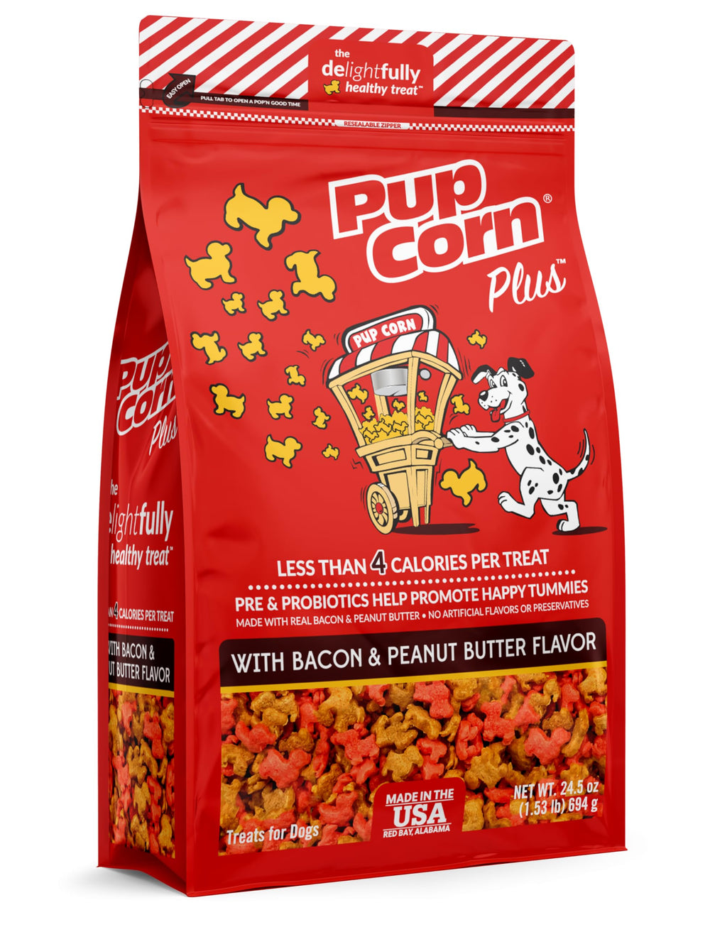 Pup Corn Plus con prebióticos y probióticos para digestión saludable.
