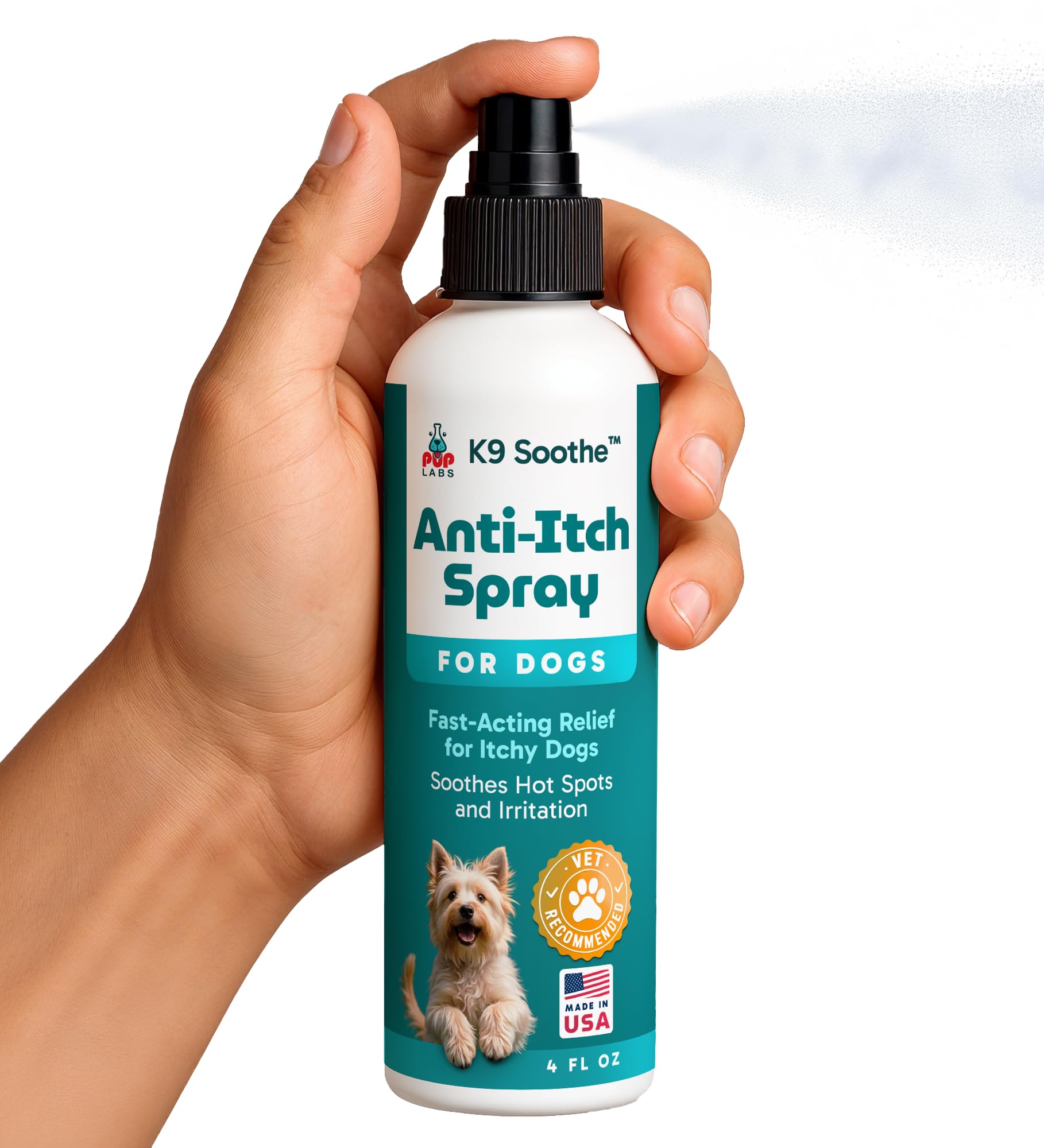 Pup Labs K9 Soothe aroma natural de rosas y coco.