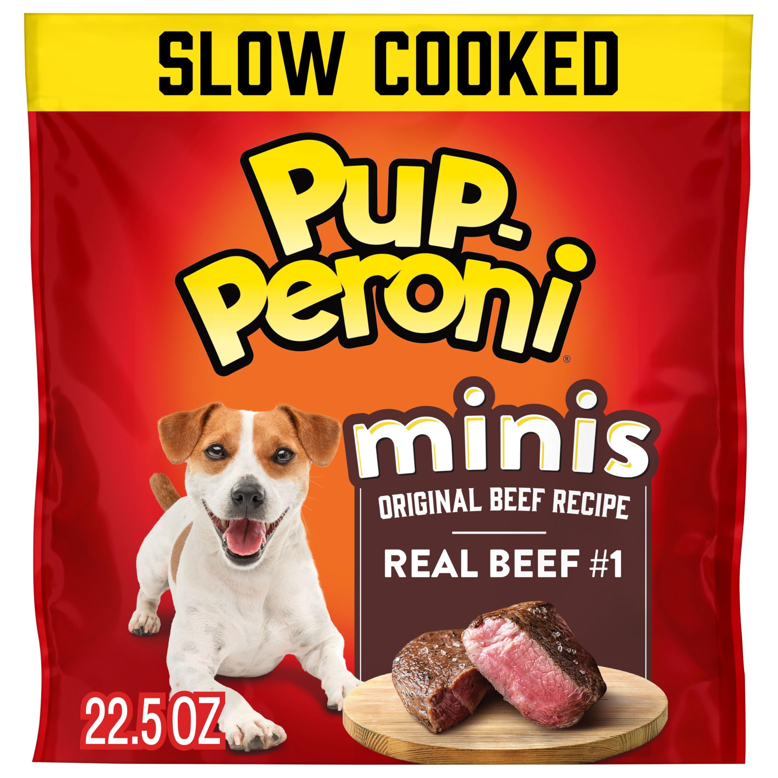 Friandises Pup-Peroni Minis au boeuf réel, goût riche pour chiens.