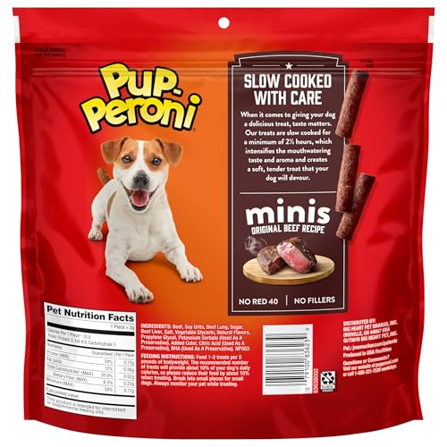 Sachet Pup-Peroni Minis de 22,5 onces, emballage pratique.