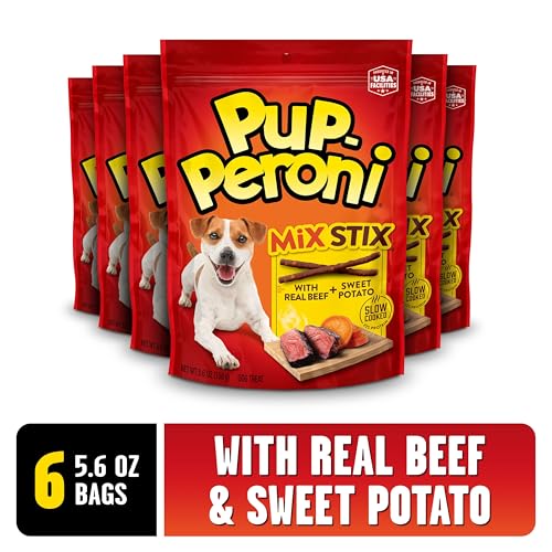 Pup-Peroni Mix Stix carne real como ingrediente principal, sabor auténtico para perros.