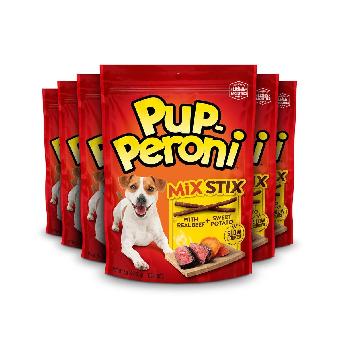 Pup-Peroni Mix Stix en empaque de 8 unidades, perfecto para premiar durante el entrenamiento.