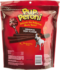Pup-Peroni Textura suave y masticable, perfecta para recompensar durante paseos y juegos.