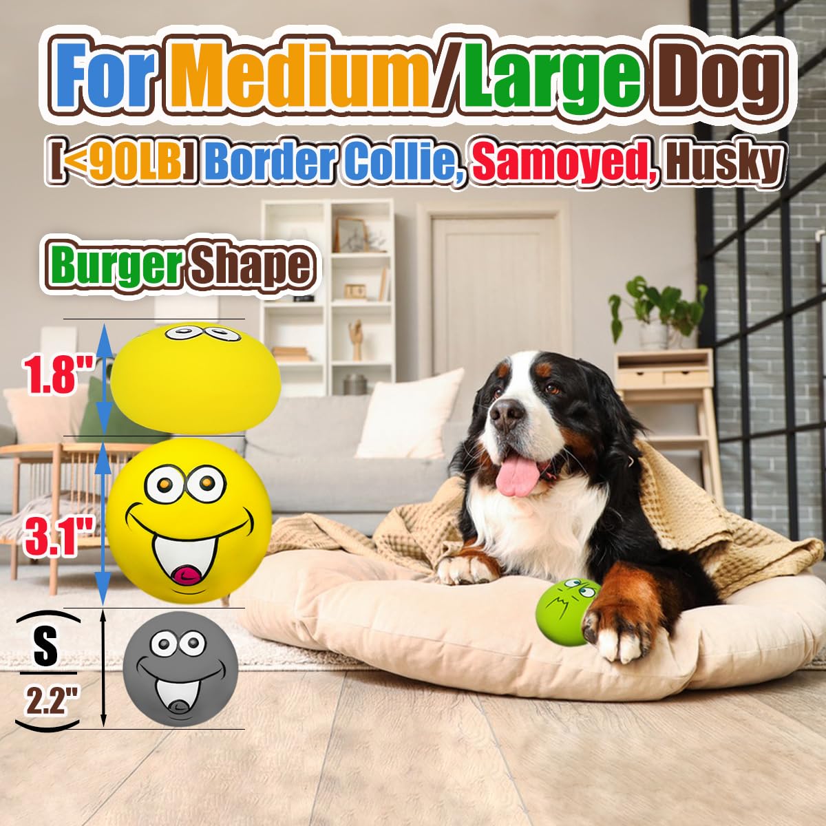 Bola con chirrido de PUPATTIC para perros medianos, ideal para buscar y jugar.