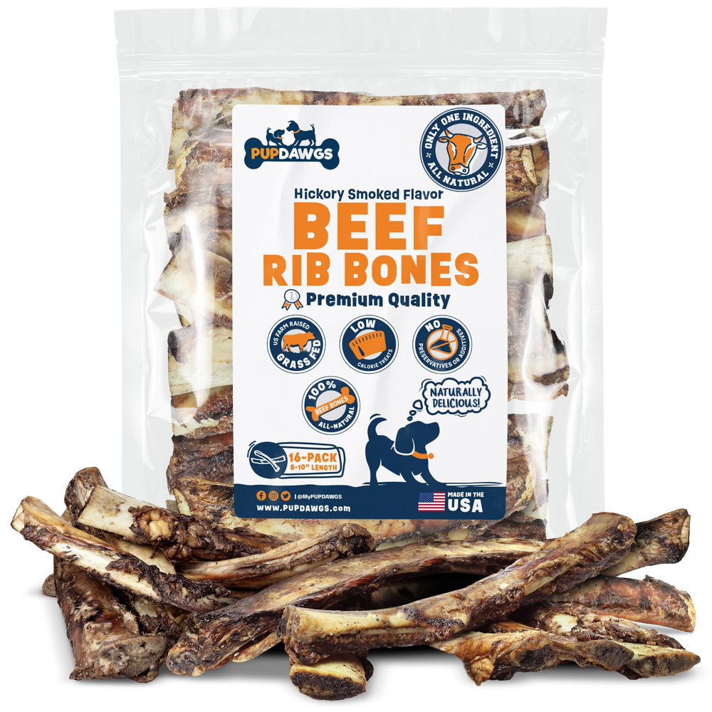 Huesos de costilla de res PUPDAWGS 8-10 pulgadas para perros masticadores