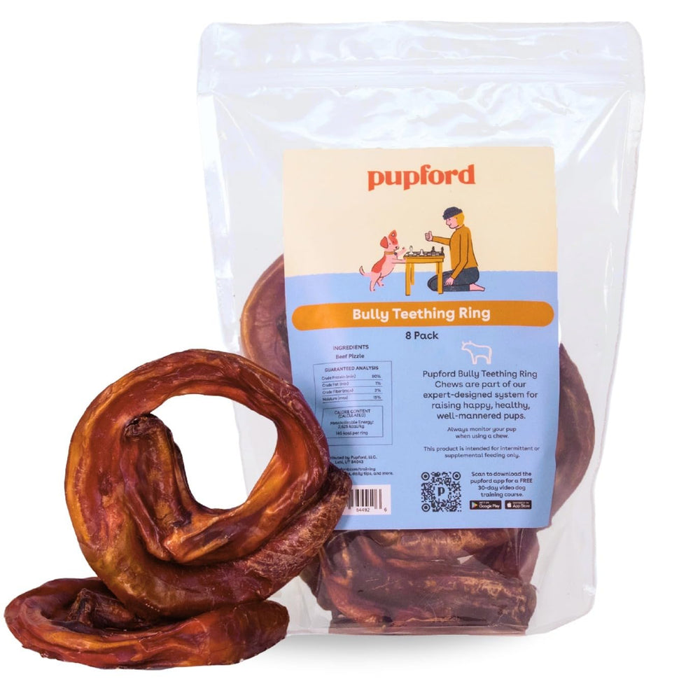Pupford Anillos de bastón de res pack de 8: ideal para premiar cachorros.