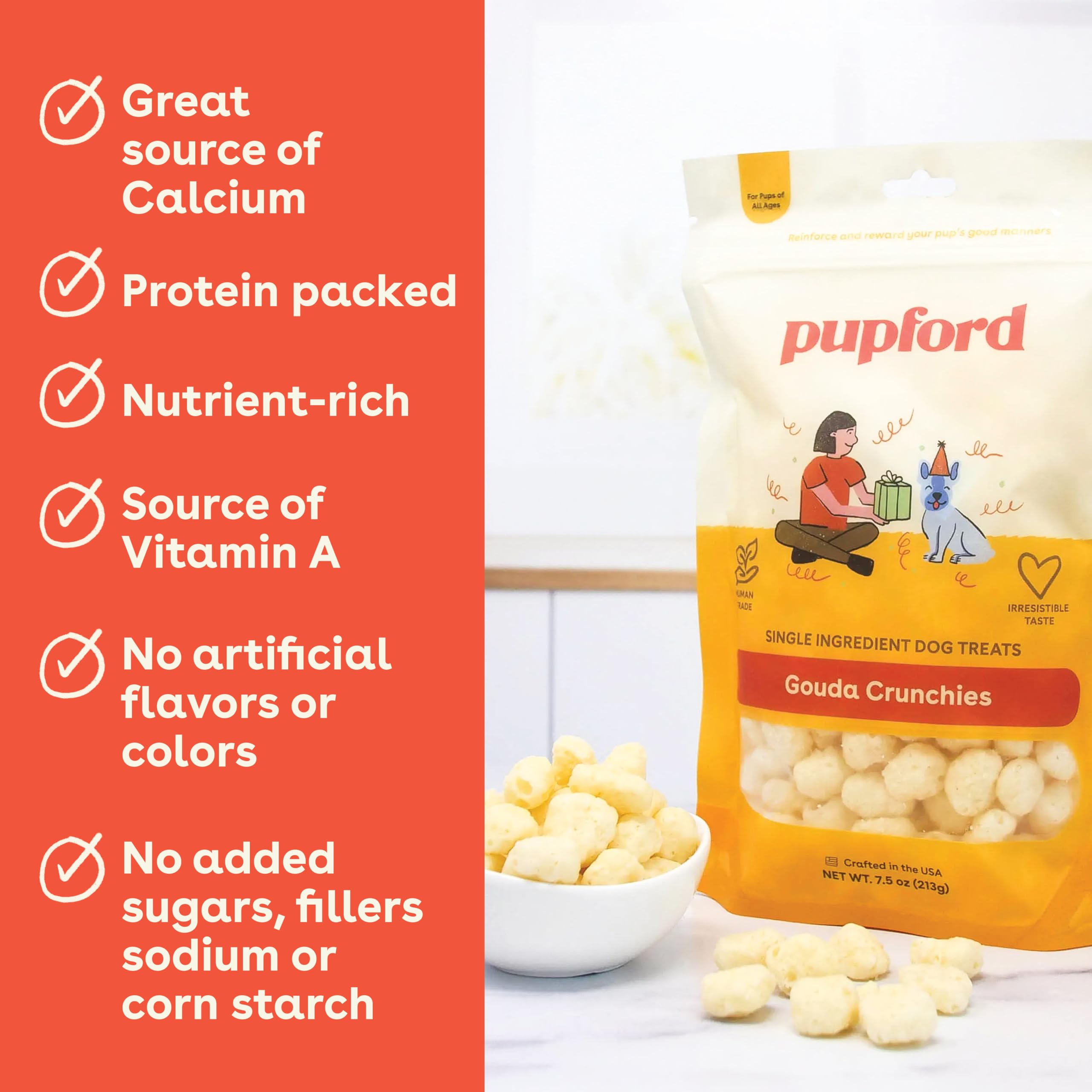 Pupford Cheese Crunchies premio-entrenamiento Gouda para reforzar conductas