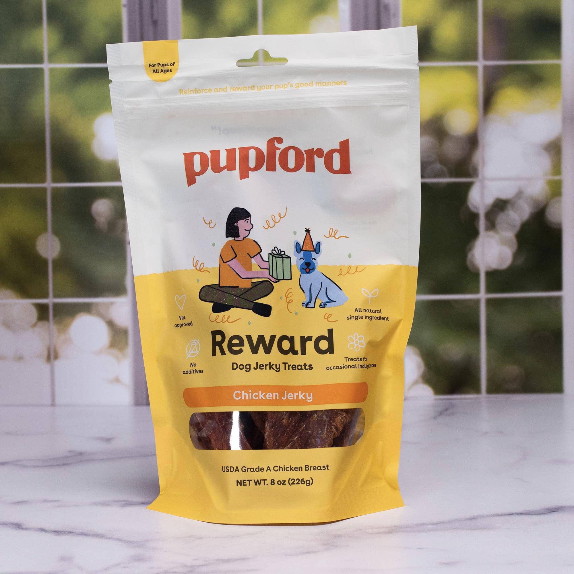 Pupford Crunchy Jerky: textura crujiente que satisface el deseo de masticar.
