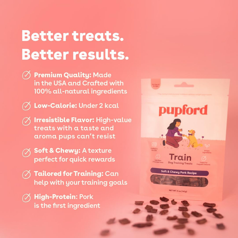 Pupford Envase de premios con ingredientes limpios de origen estadounidense.