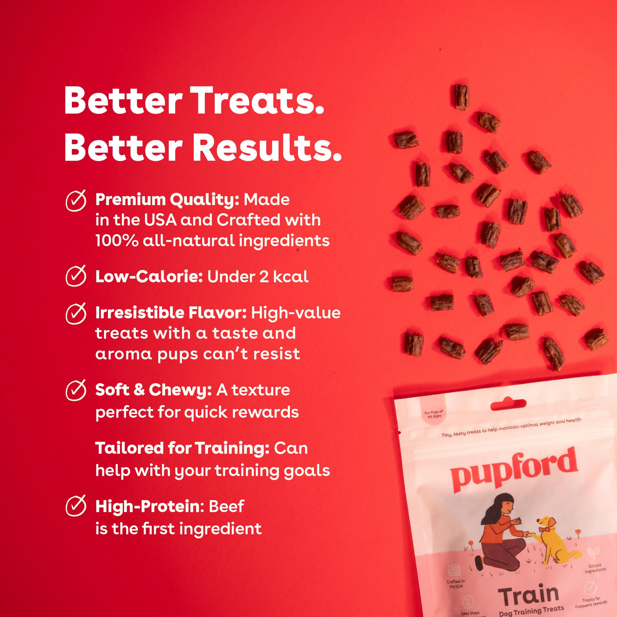 Pupford suaves y masticables para entrenamiento; ingredientes de calidad elaborados en eeuu.