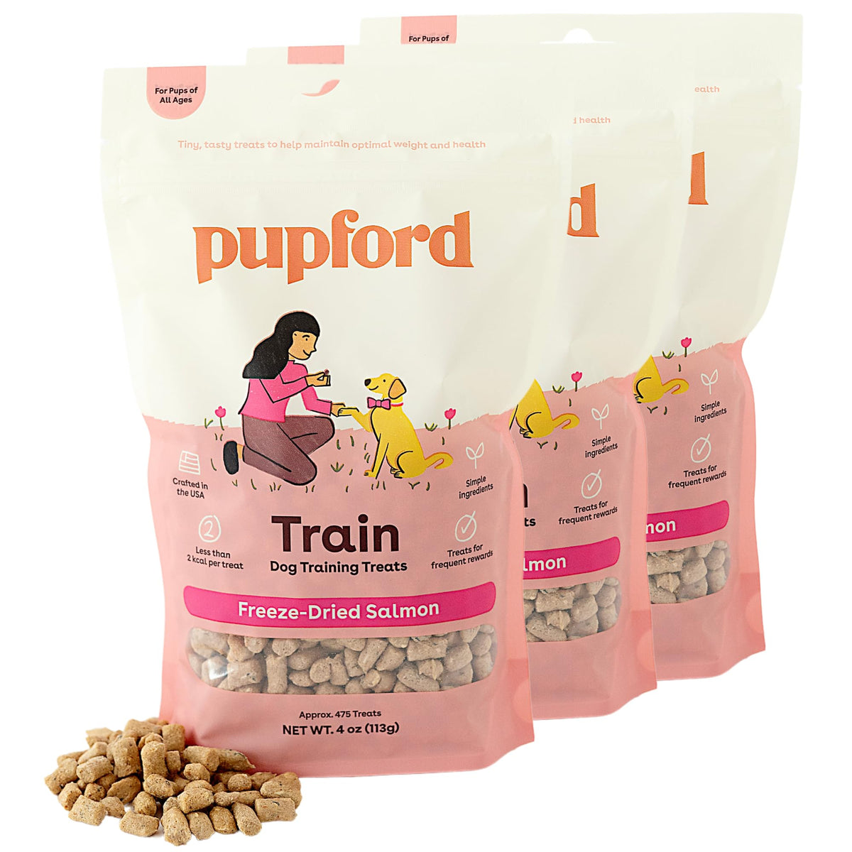 Premios Pupford congelados para entrenamiento con salmón y aroma atractivo