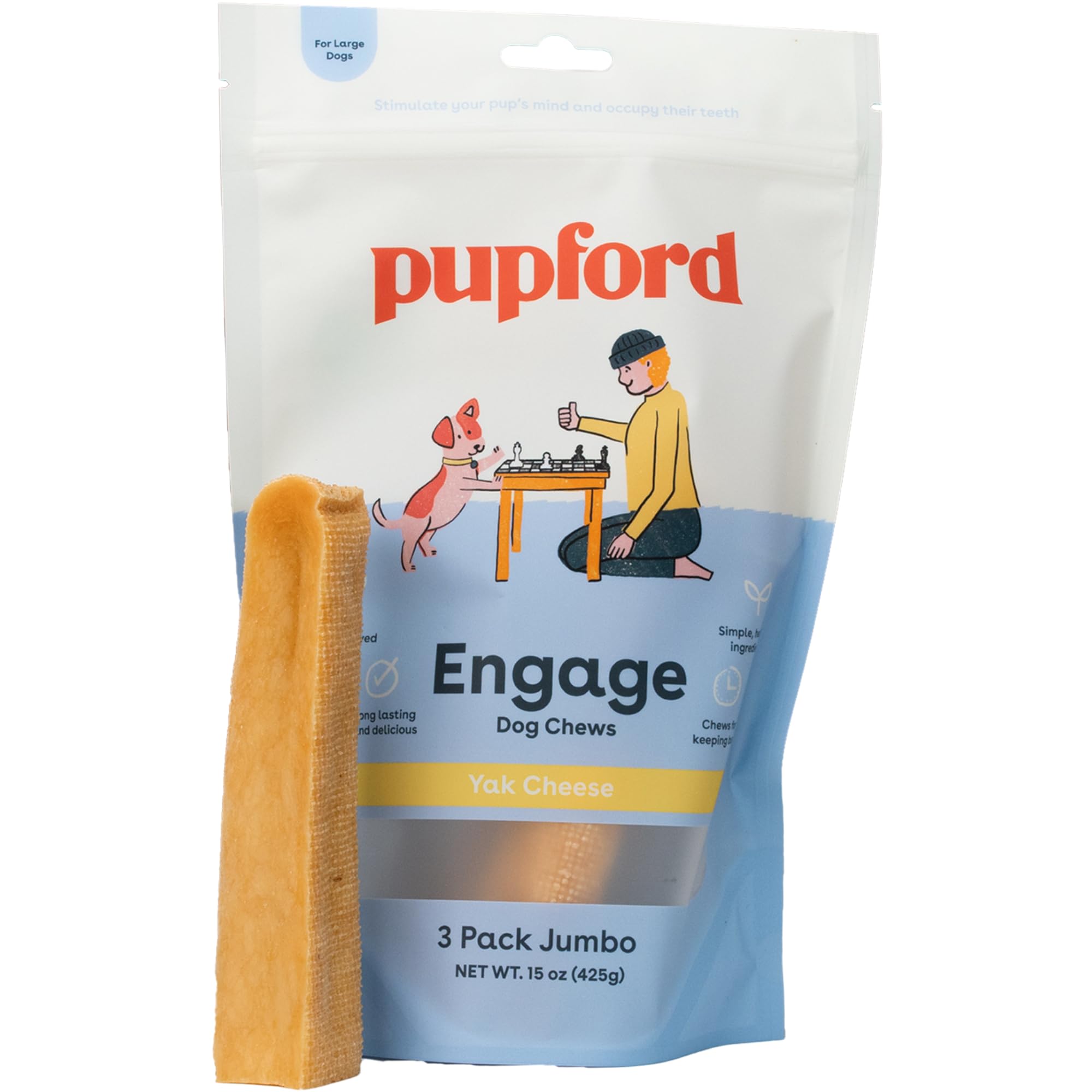 Pupford Queso Yak masticables dentales de larga duración para perros.