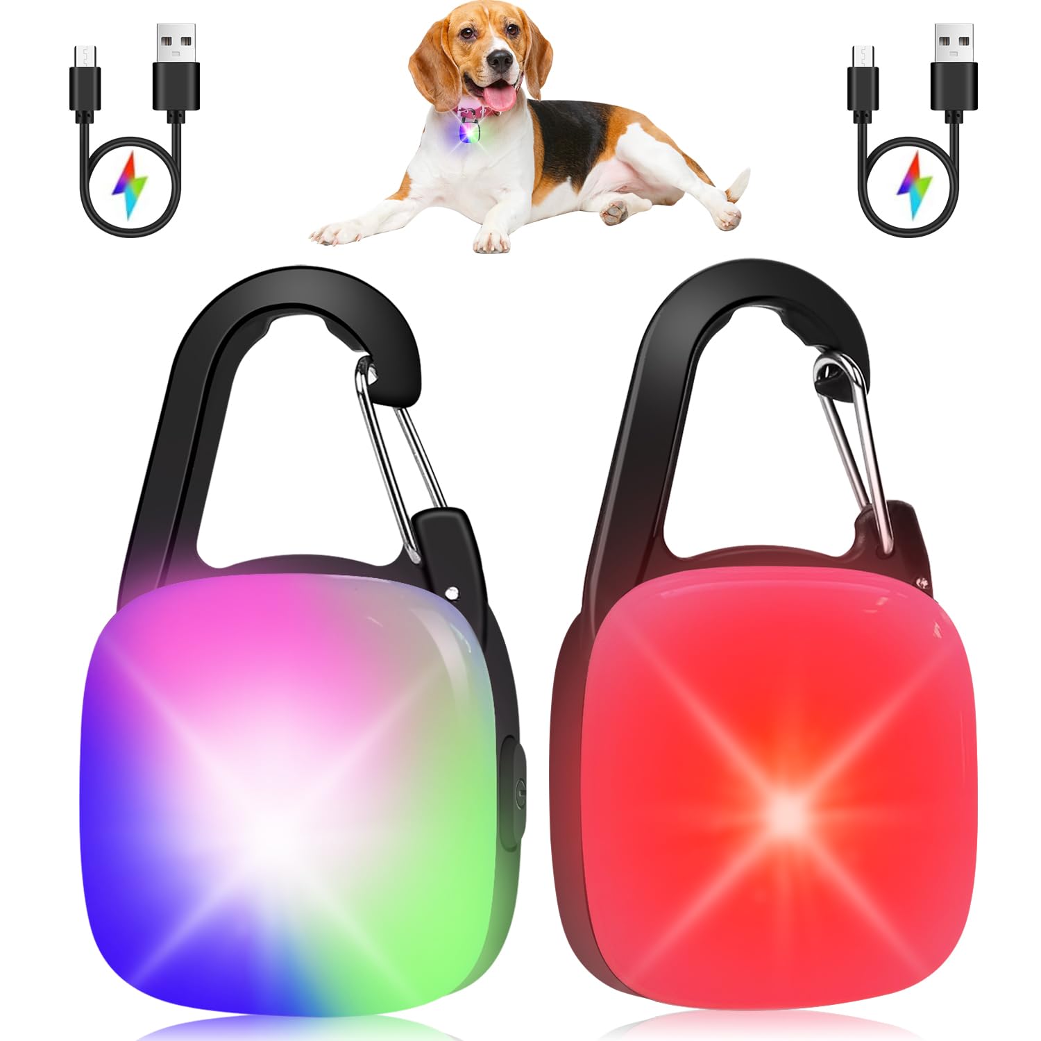 PUPKOLI luz collar perro clip recargable para caminatas nocturnas y mayor visibilidad.