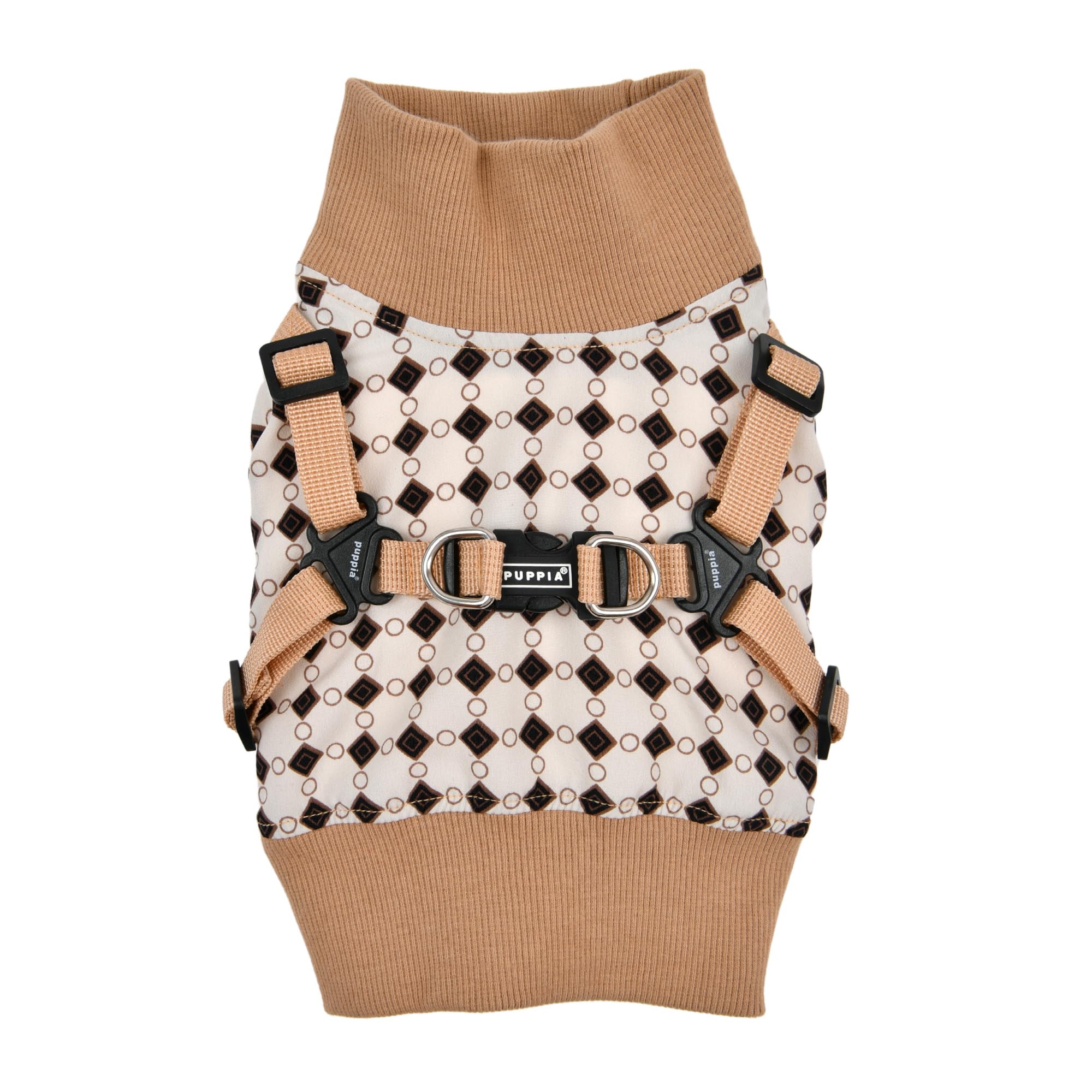 Puppia Jace: chaleco arnés con patrón diamante para paseos invernales