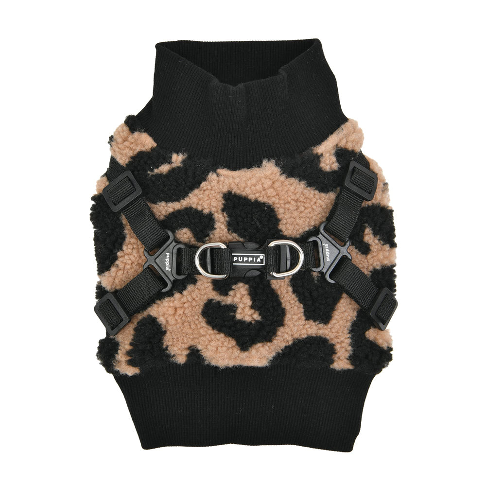Puppia Serval Jacket pullover frente con flores, ideal para paseos invernales.