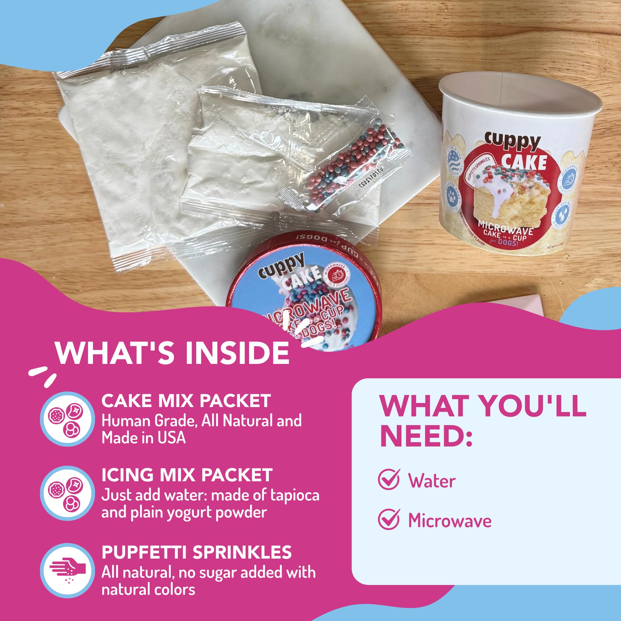 Puppy Cake ingredientes-de-alta-calidad, base saludable para el pastel de tu perro.