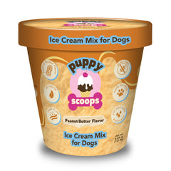 Puppy Scoops mezcla para perros, sabor mantequilla de maní, lista para mezclar.