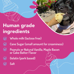 Puppy Scoops, taza de helado para perros, porciones listas para servir.