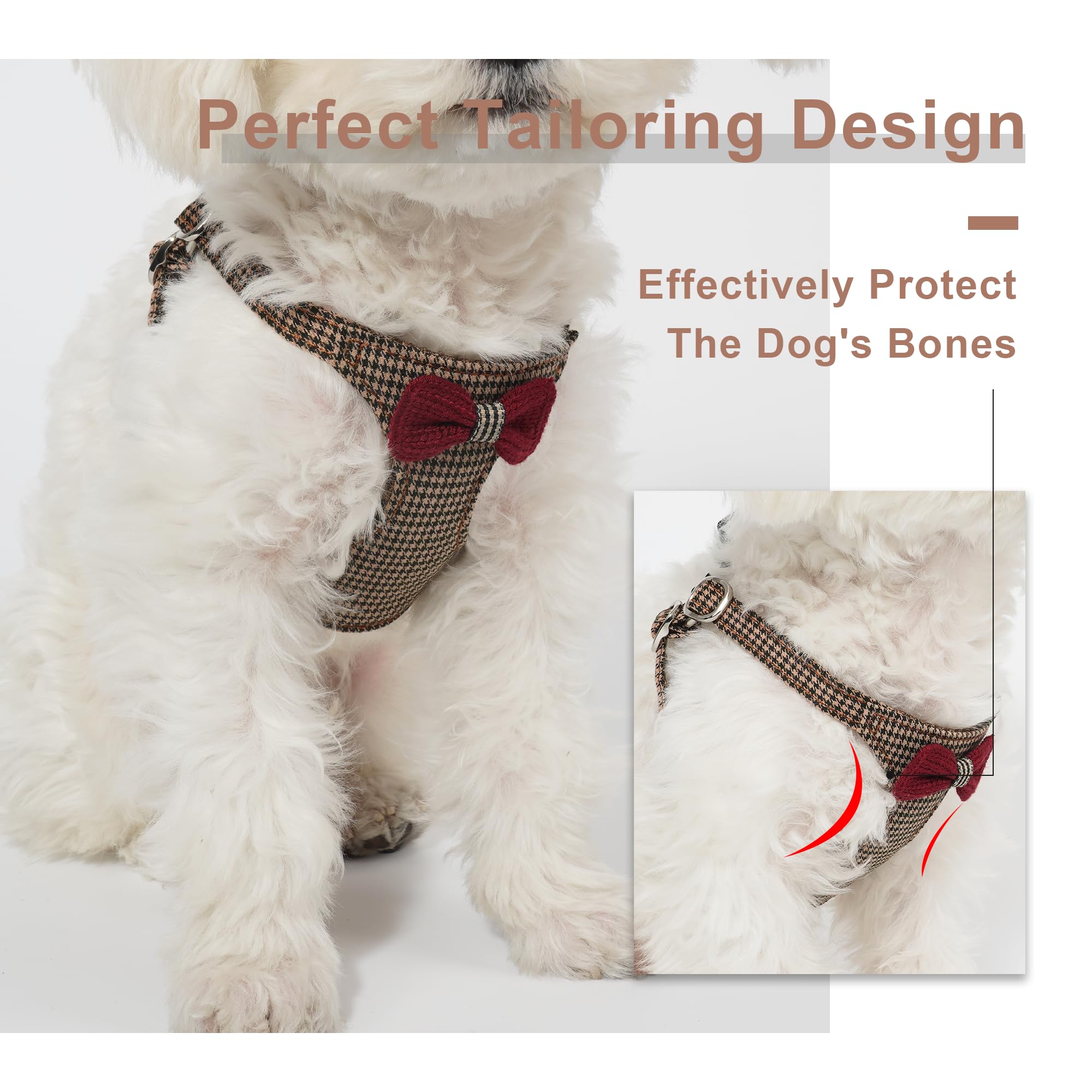 Arnés Puppytie con diseño tejido marrón para estilo cómodo.