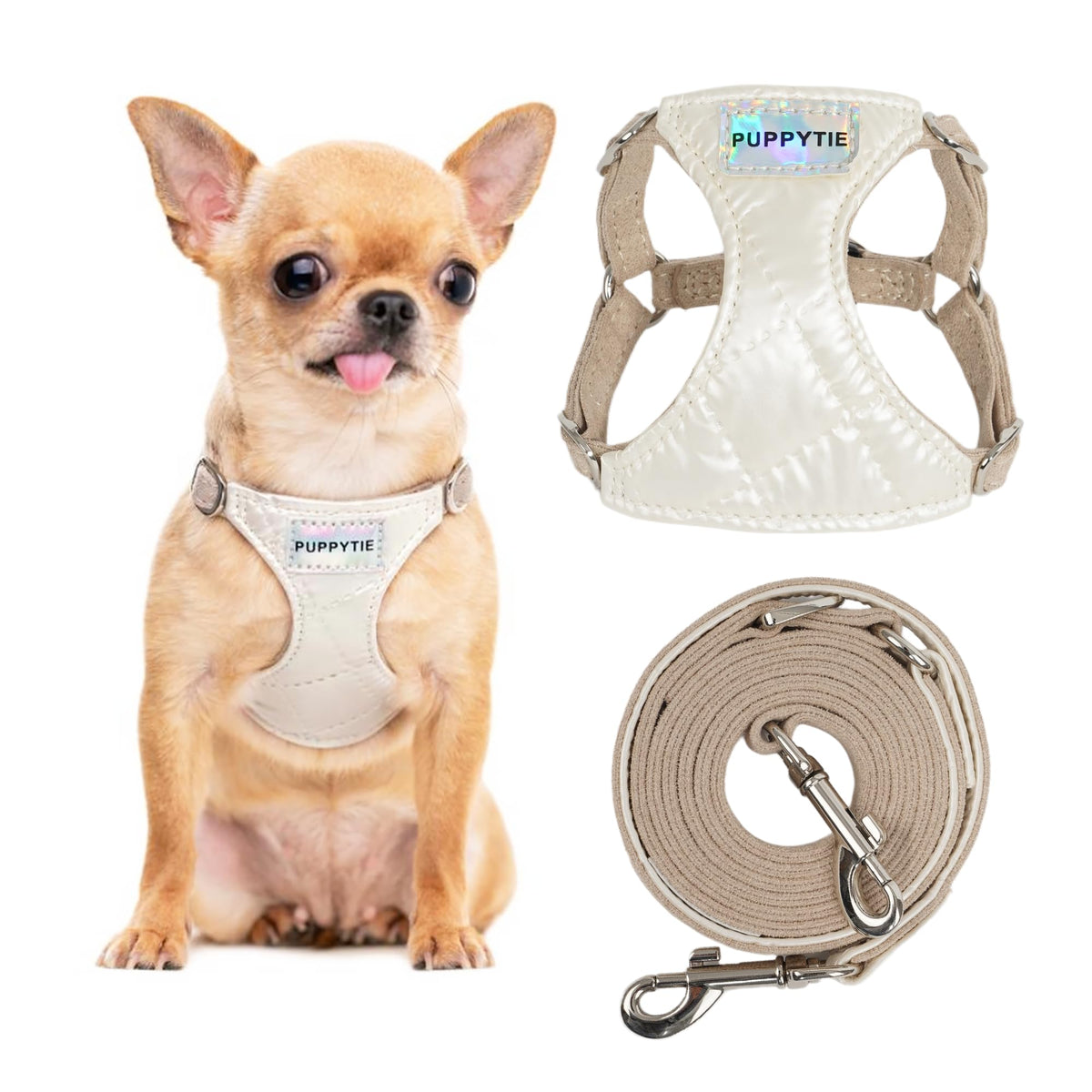 Arnés Puppytie sin tirones para perros medianos, cómodo y seguro.