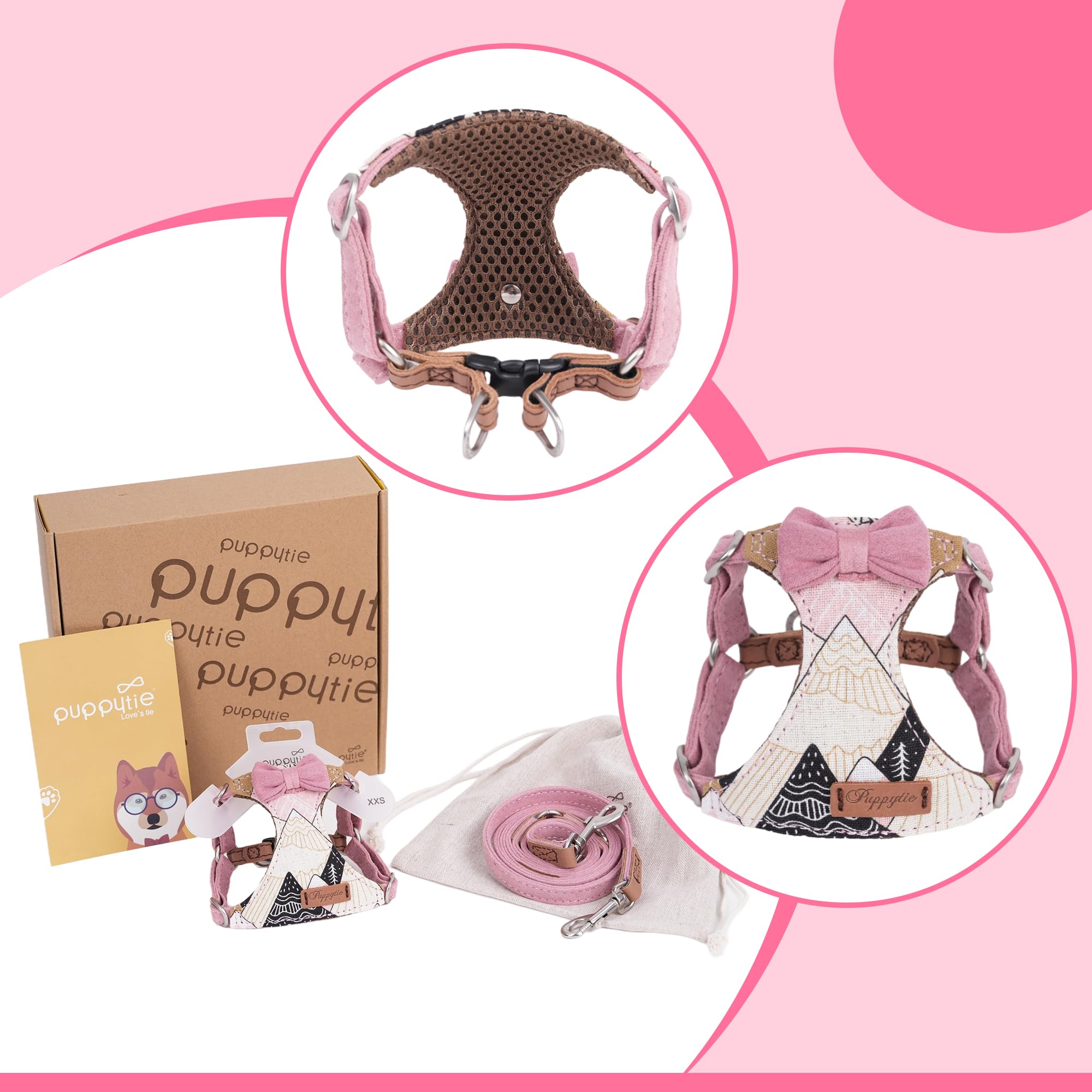Puppytie arnés con tejido aireado y acabados duraderos.