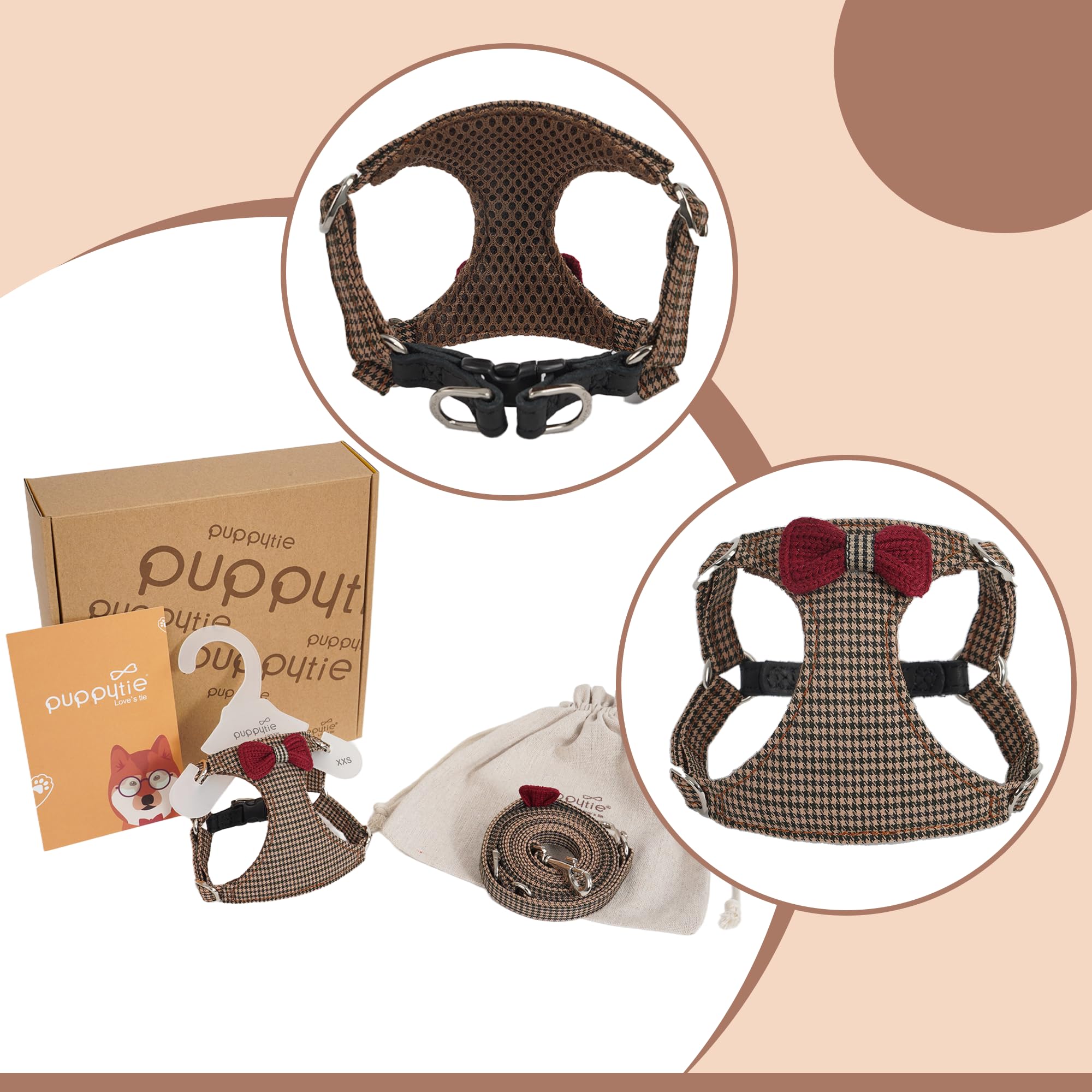 Arnés Puppytie tejido respirable para piel sensible de tu perro.
