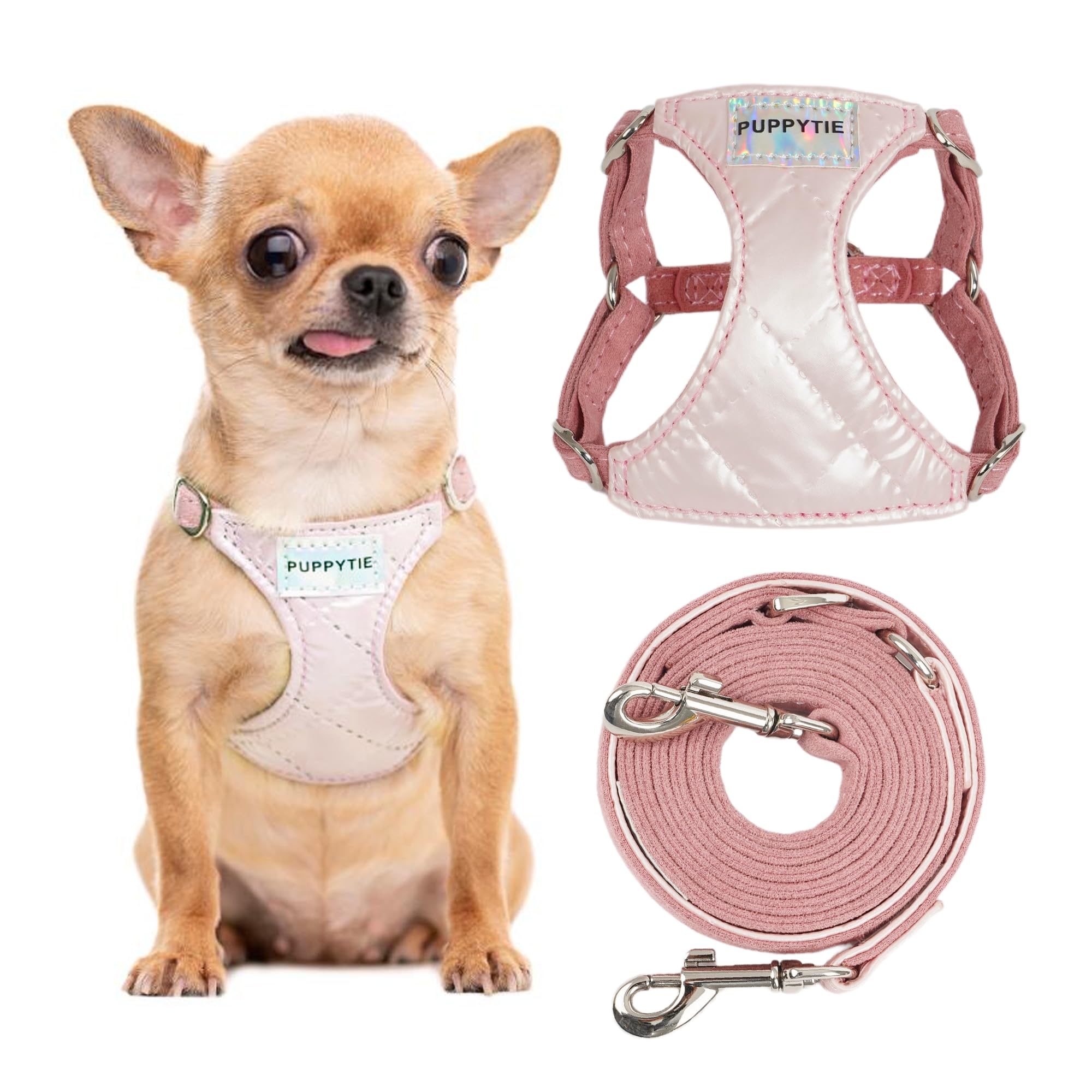 Puppytie arnés sin tirón rosa mediano, ajuste cómodo para paseos