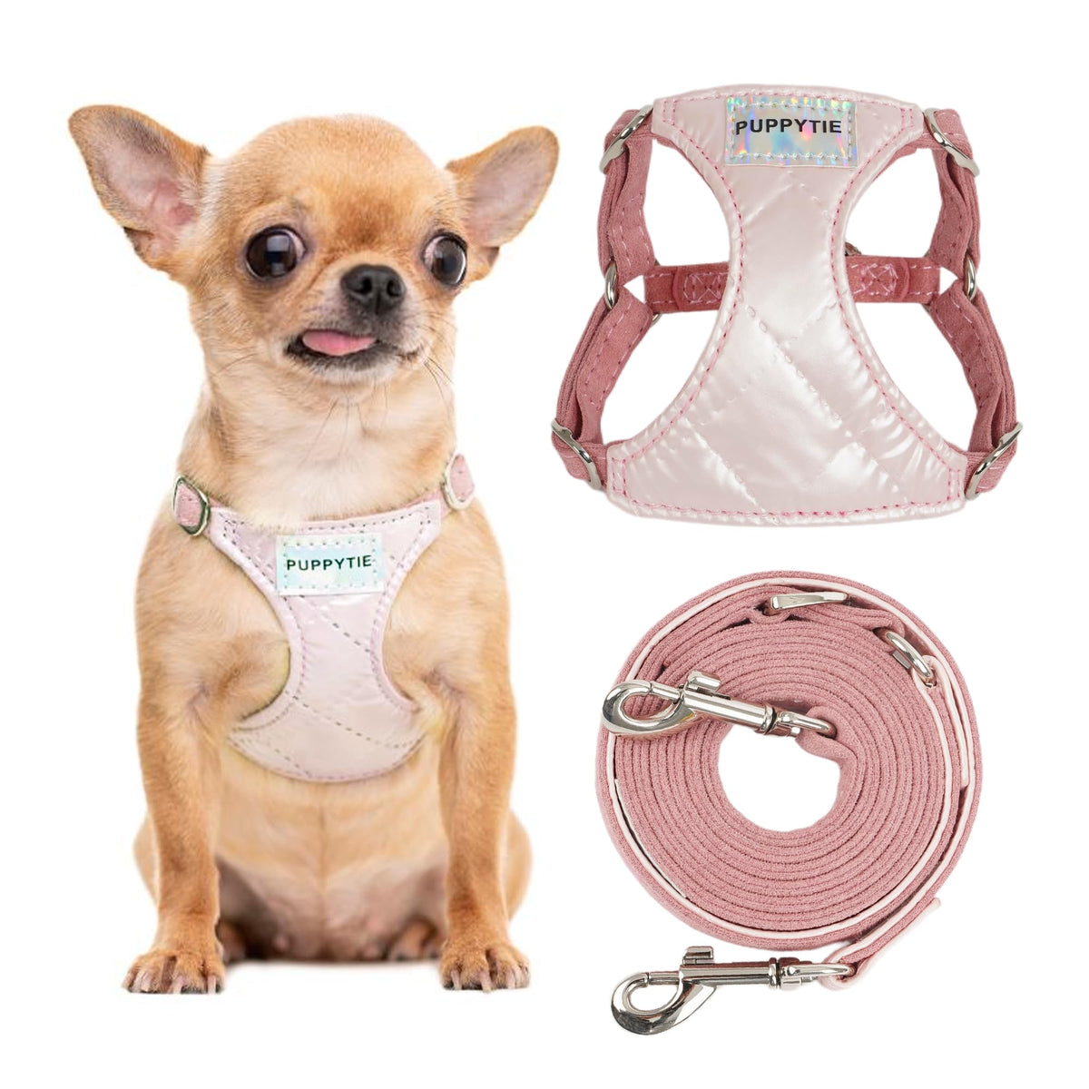 Puppytie arnés sin tirón rosa mediano, ajuste cómodo para paseos