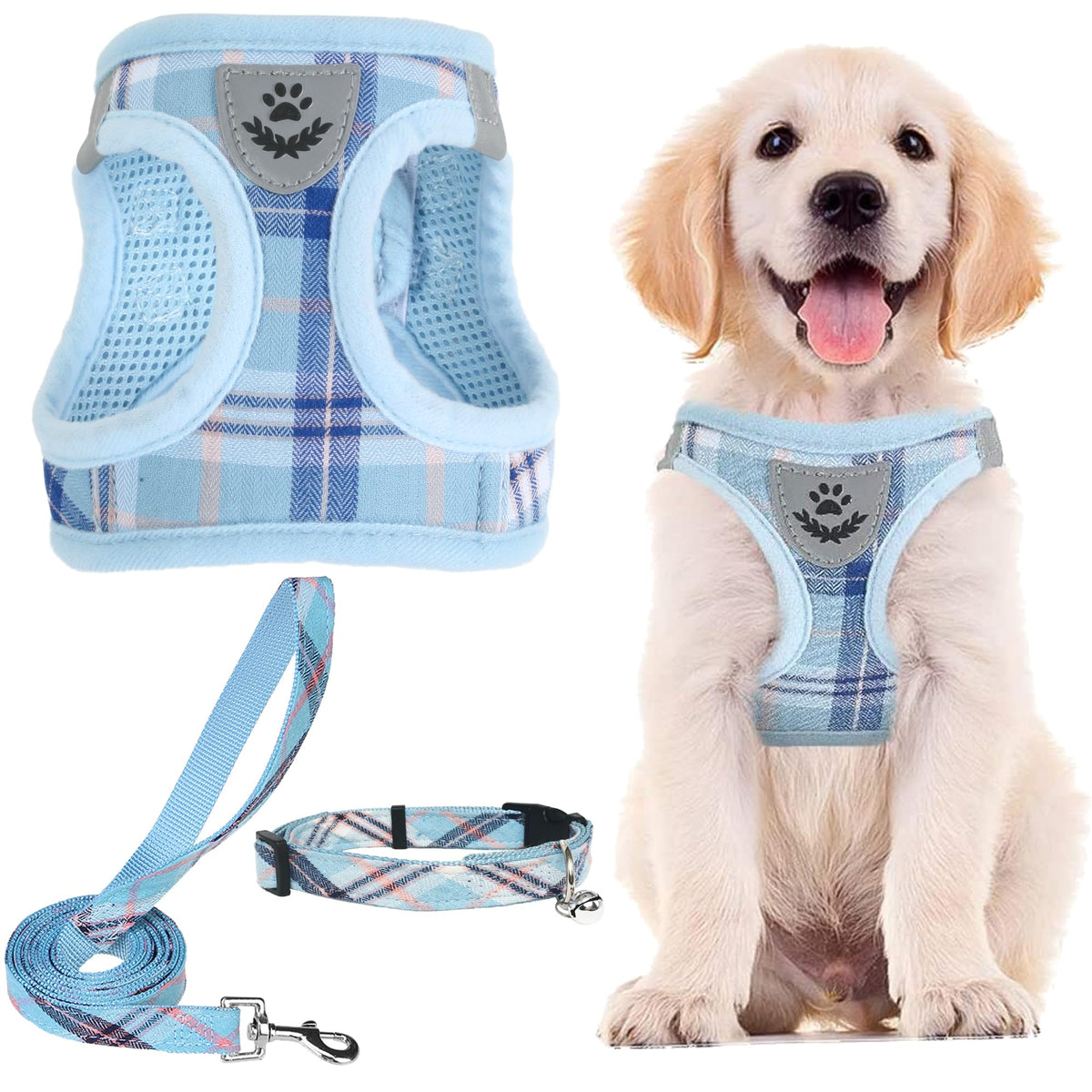 Arnés ajustable azul de PUPTECK para paseos cómodos.