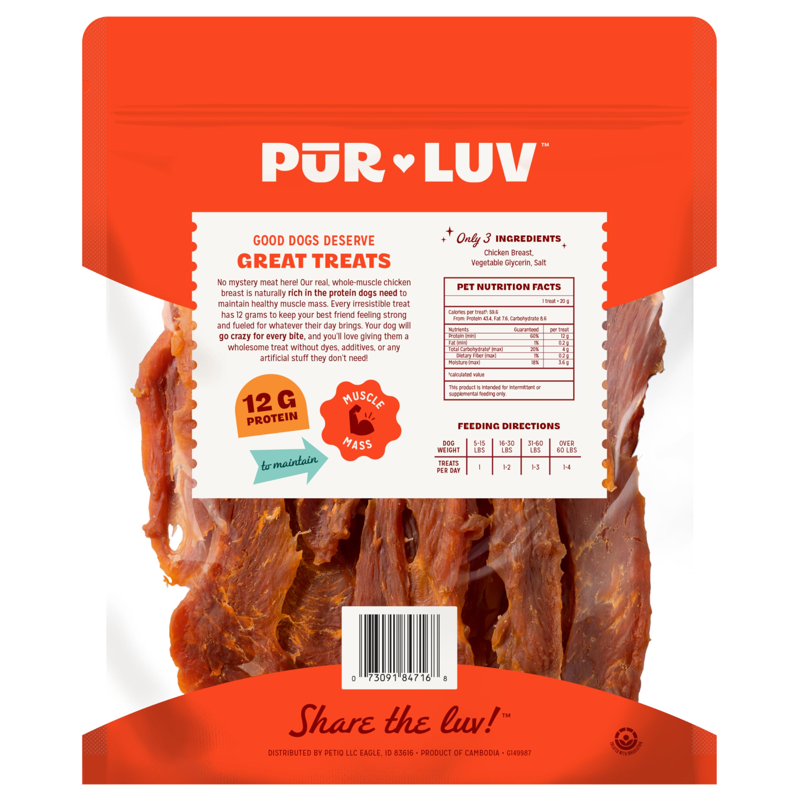Pur Luv récompense d'entraînement, friandise de poulet appréciée par les chiens