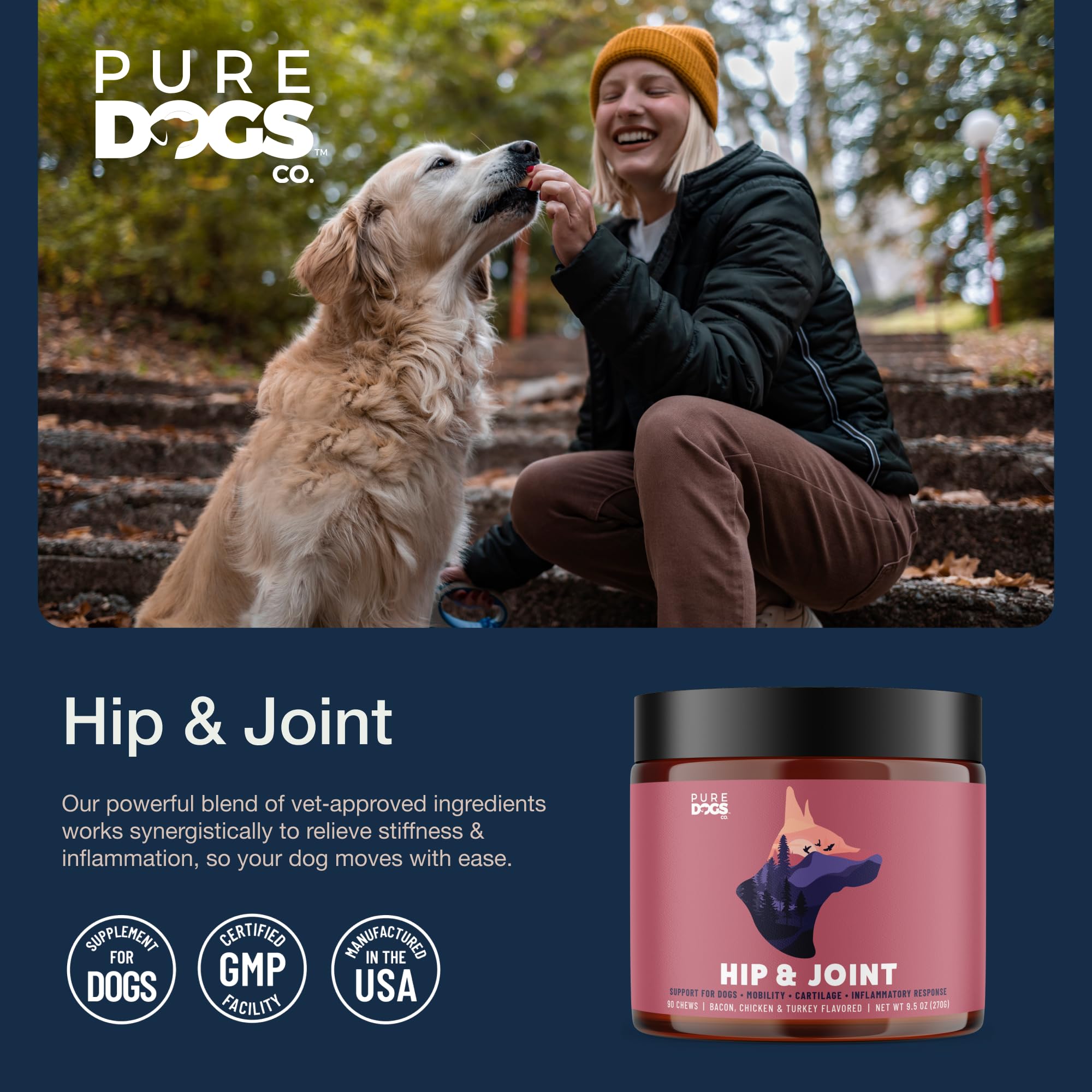 PURE DOGS CO. glucosamina y condroitina para fortalecer articulaciones.