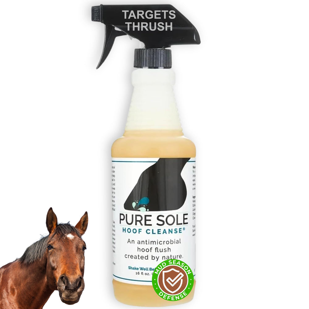 Pure Sole: botella para cuidado diario de la pezuña del caballo.
