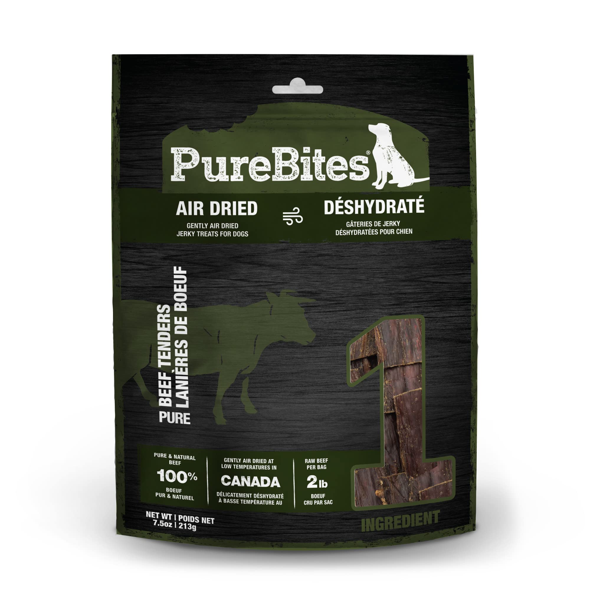 PureBites carne de res pura en tiras, snack natural para entrenamiento